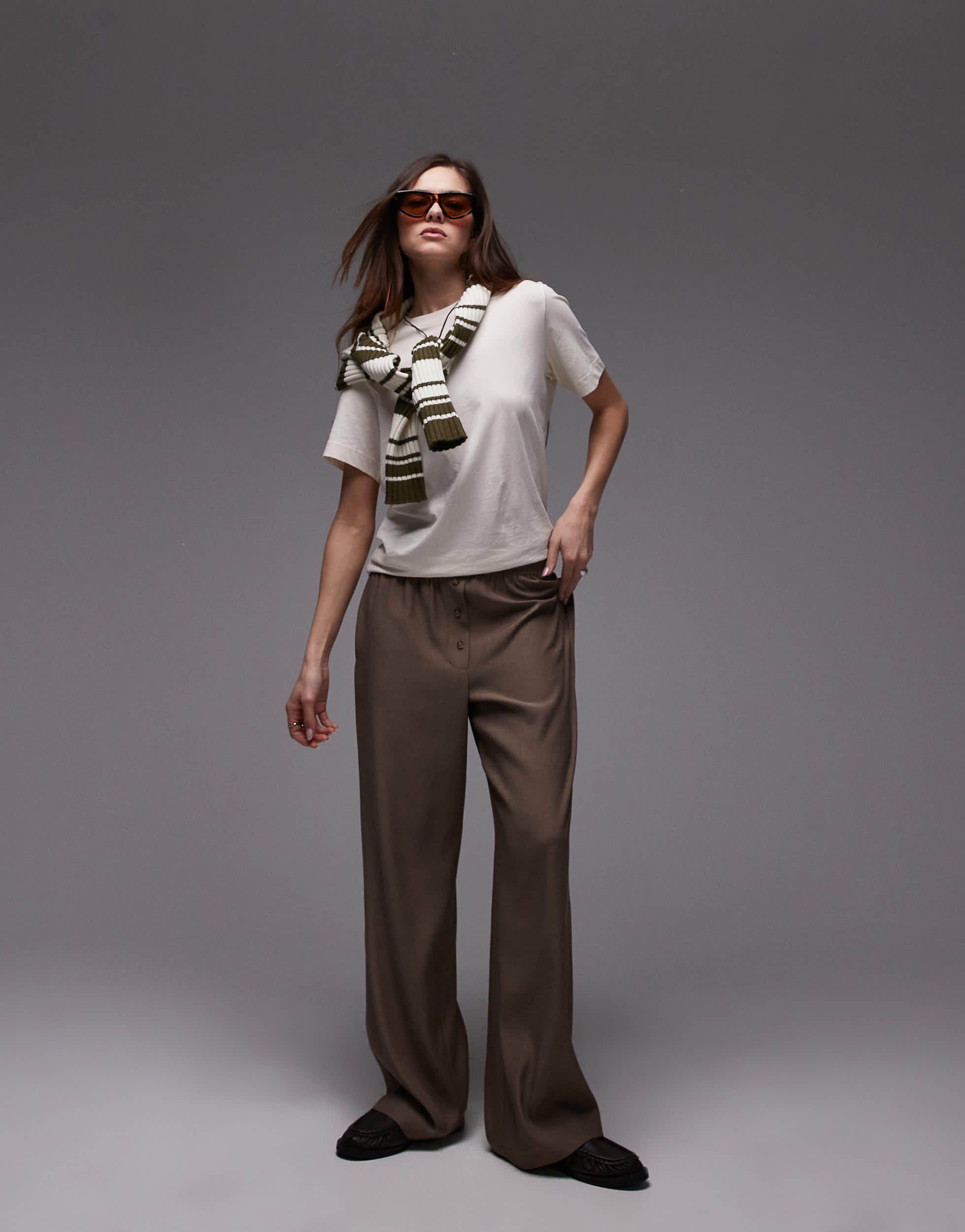 Topshop bobbi boxer jogger in chocolate