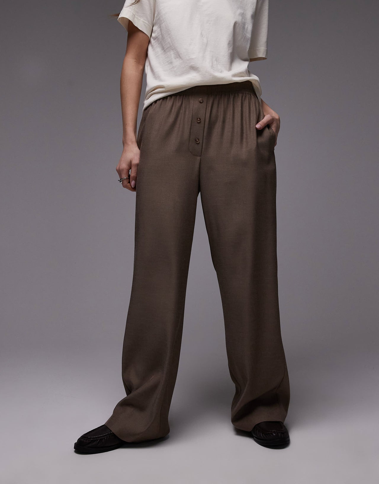 Topshop bobbi boxer jogger in chocolate