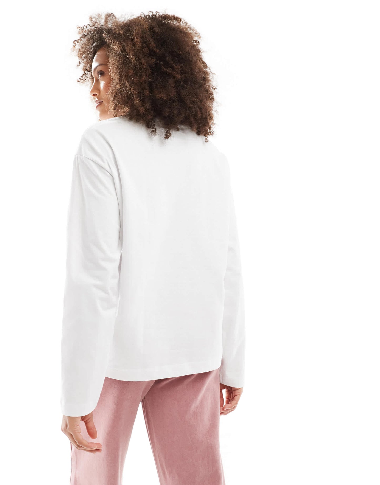 Pull&Bear long sleeve oversized t-shirt in white