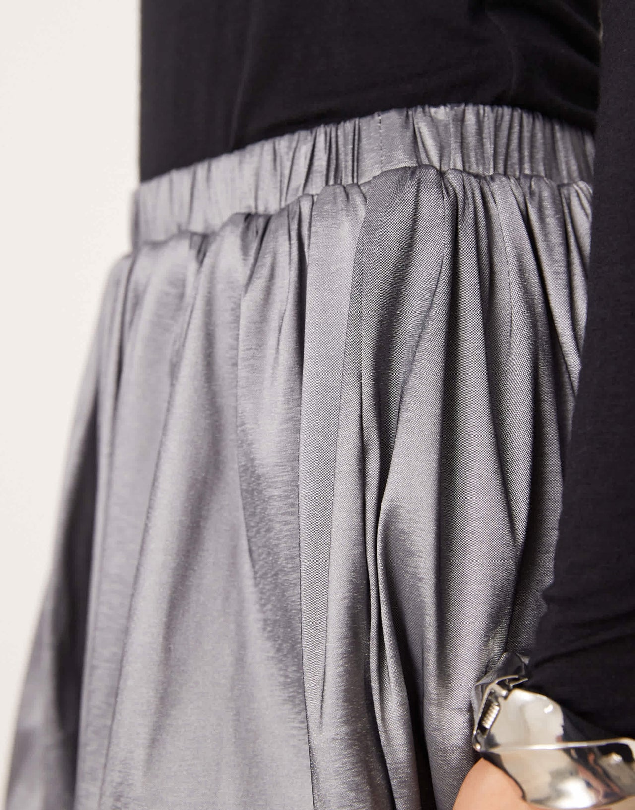 ASOS DESIGN mini puffball in silver taffeta