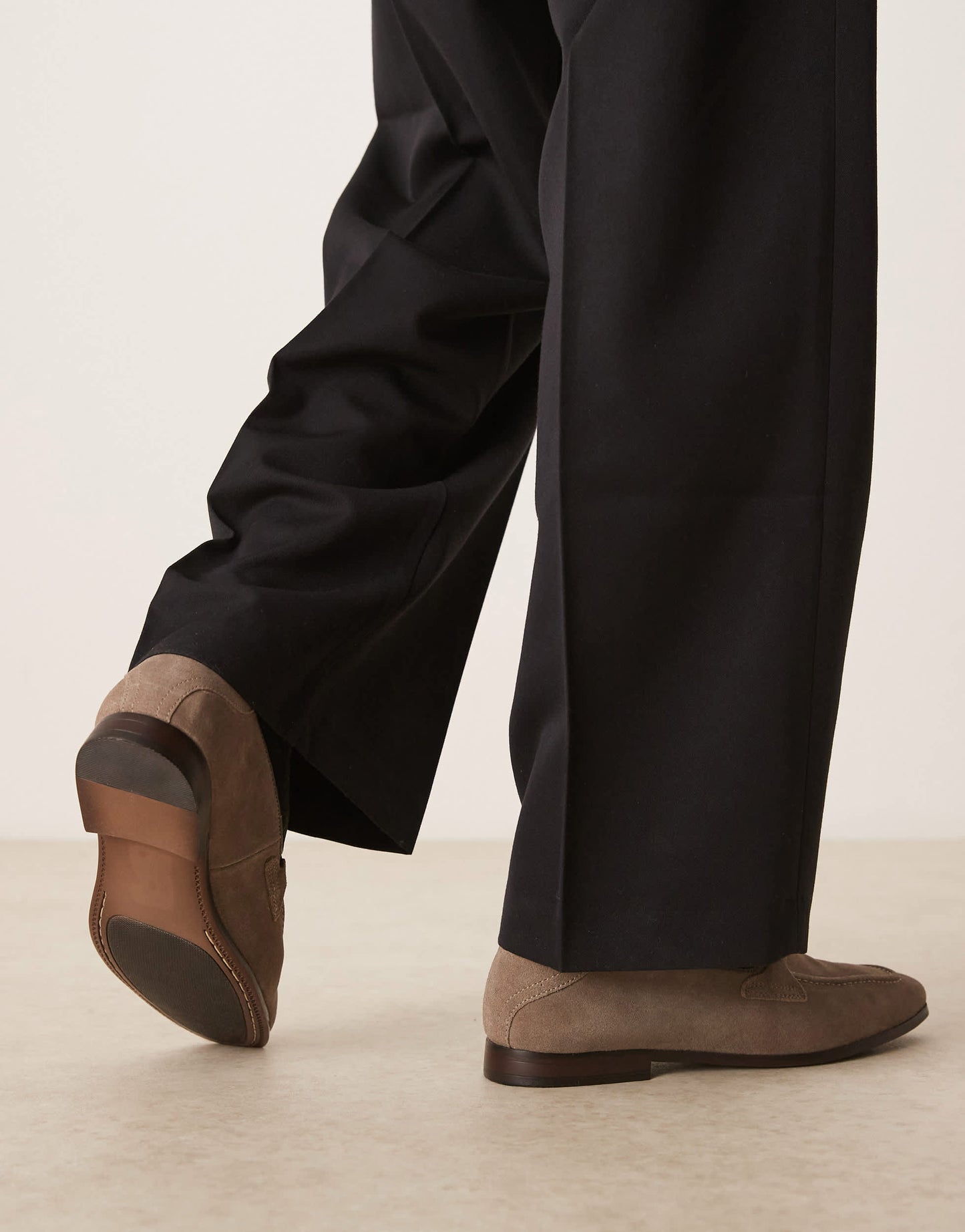 ASOS DESIGN loafers in taupe suede with snaffle