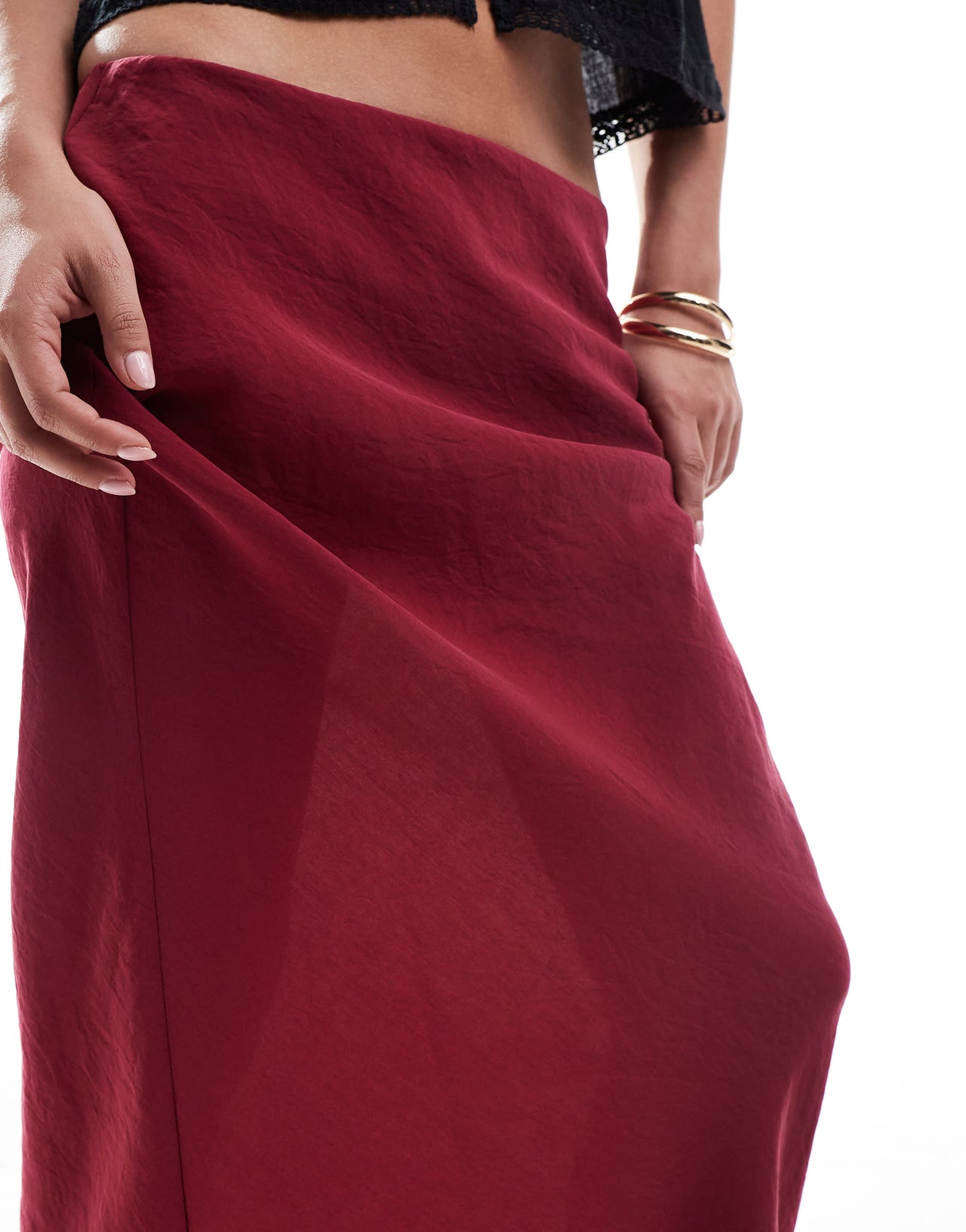 ASOS DESIGN soft touch bias midi skirt in red