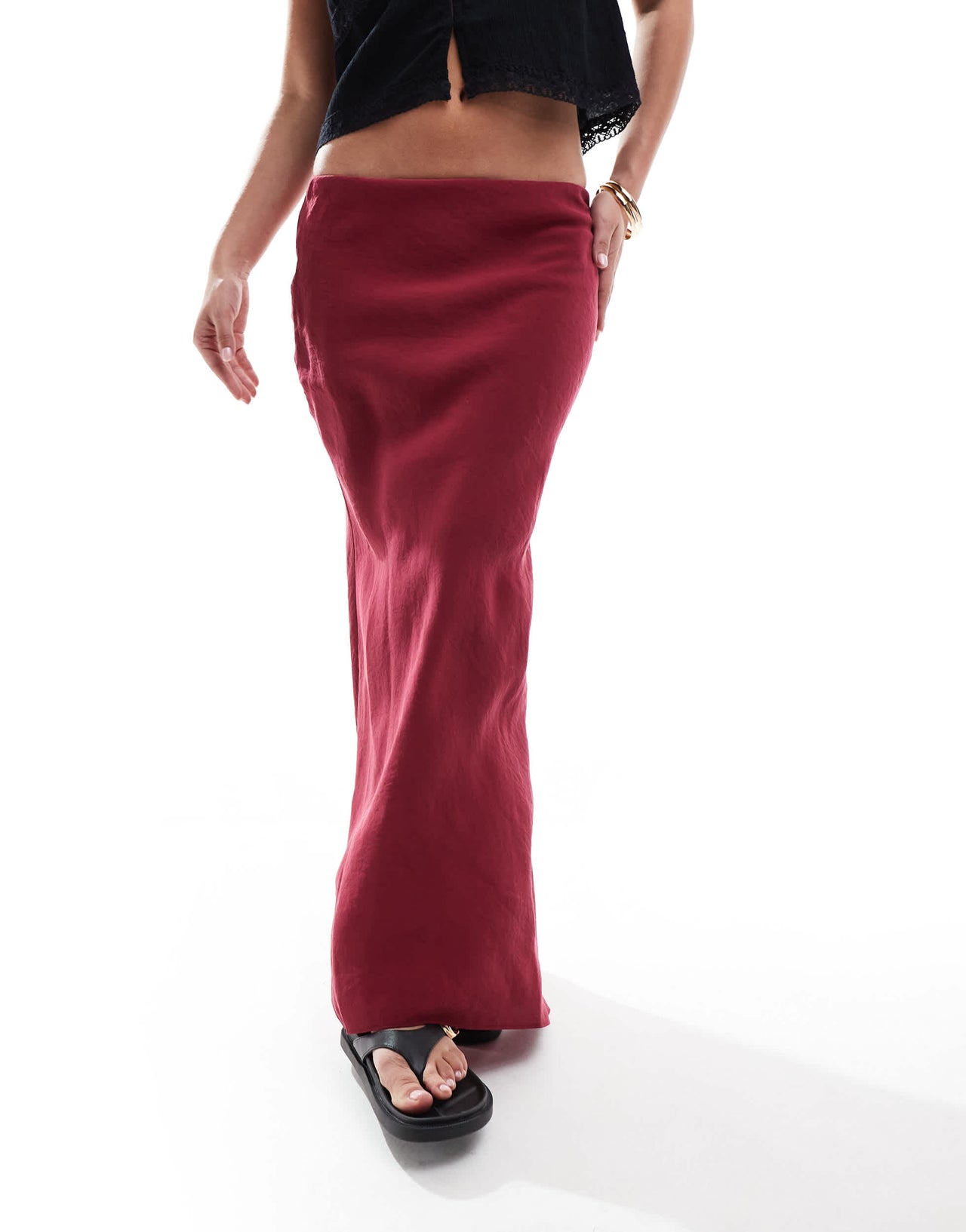 ASOS DESIGN soft touch bias midi skirt in red