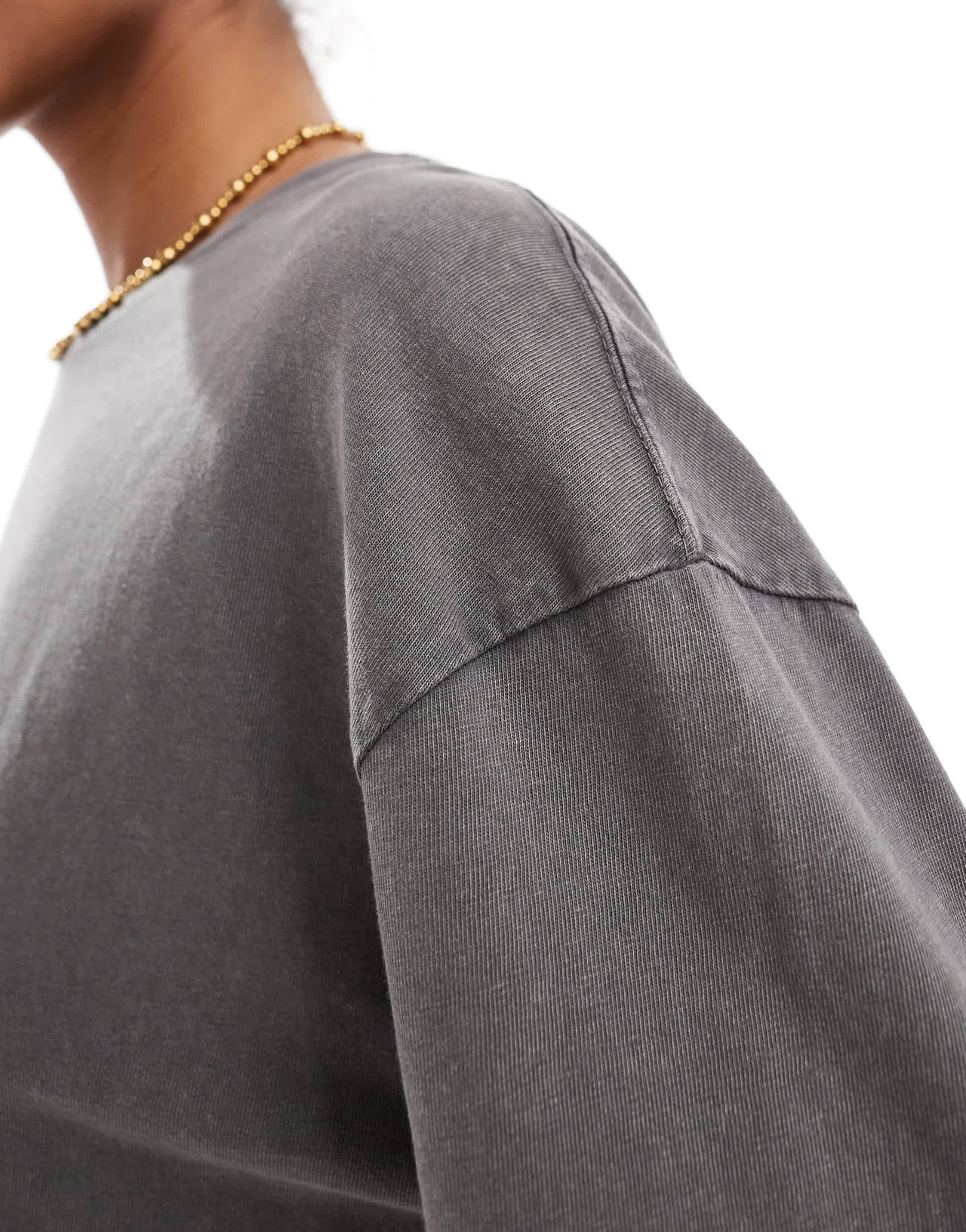 Pull&Bear long sleeve oversized t-shirt in washed dark grey