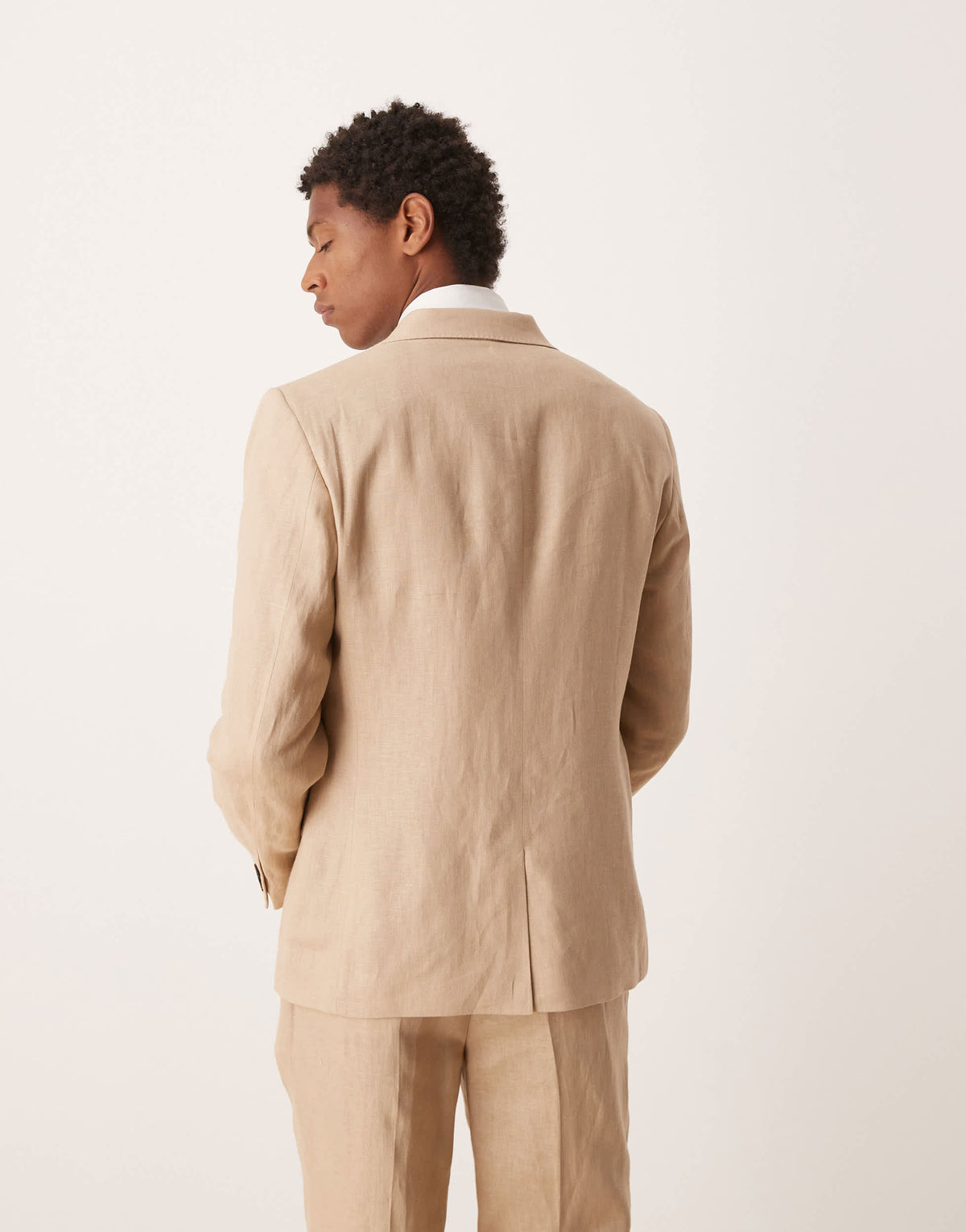 ASOS DESIGN premium 100% linen slim suit jacket in stone