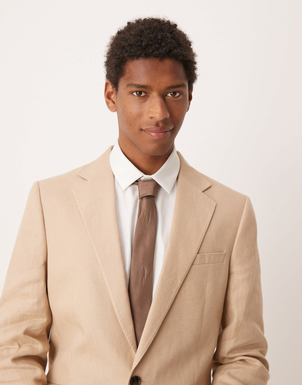 ASOS DESIGN premium 100% linen slim suit jacket in stone