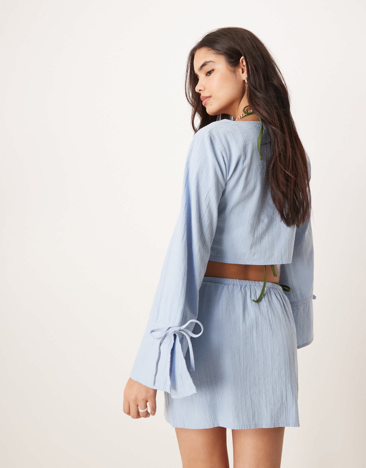 ASOS DESIGN Fern mini beach skirt in ice blue
