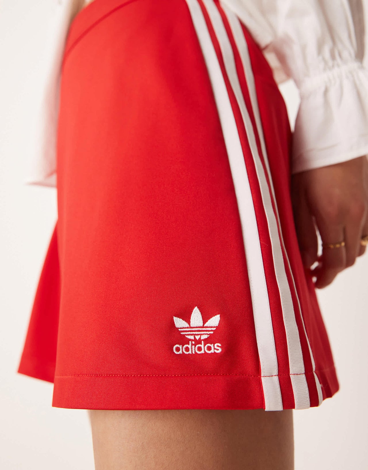 adidas Originals three stripe mini skirt in red