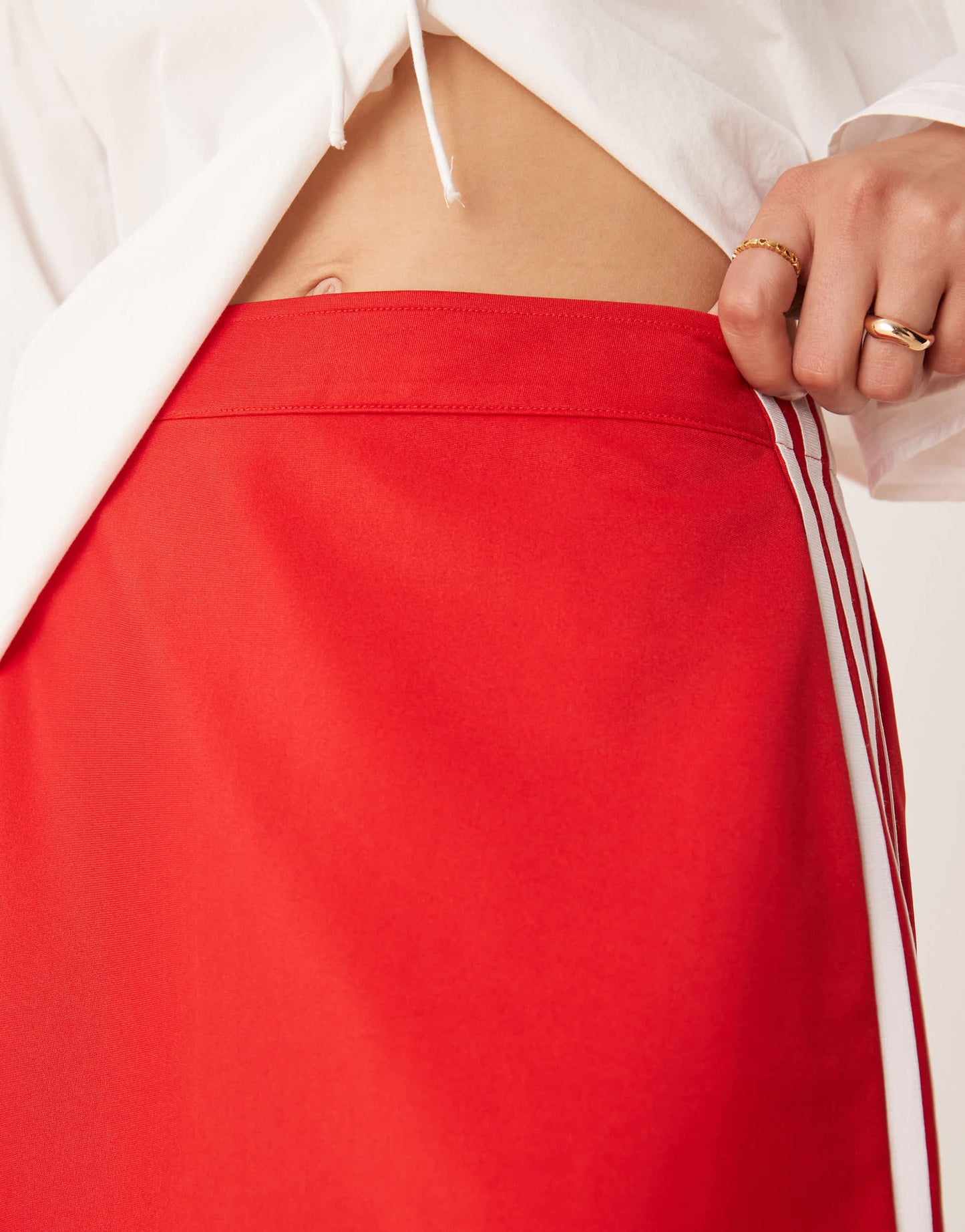 adidas Originals three stripe mini skirt in red