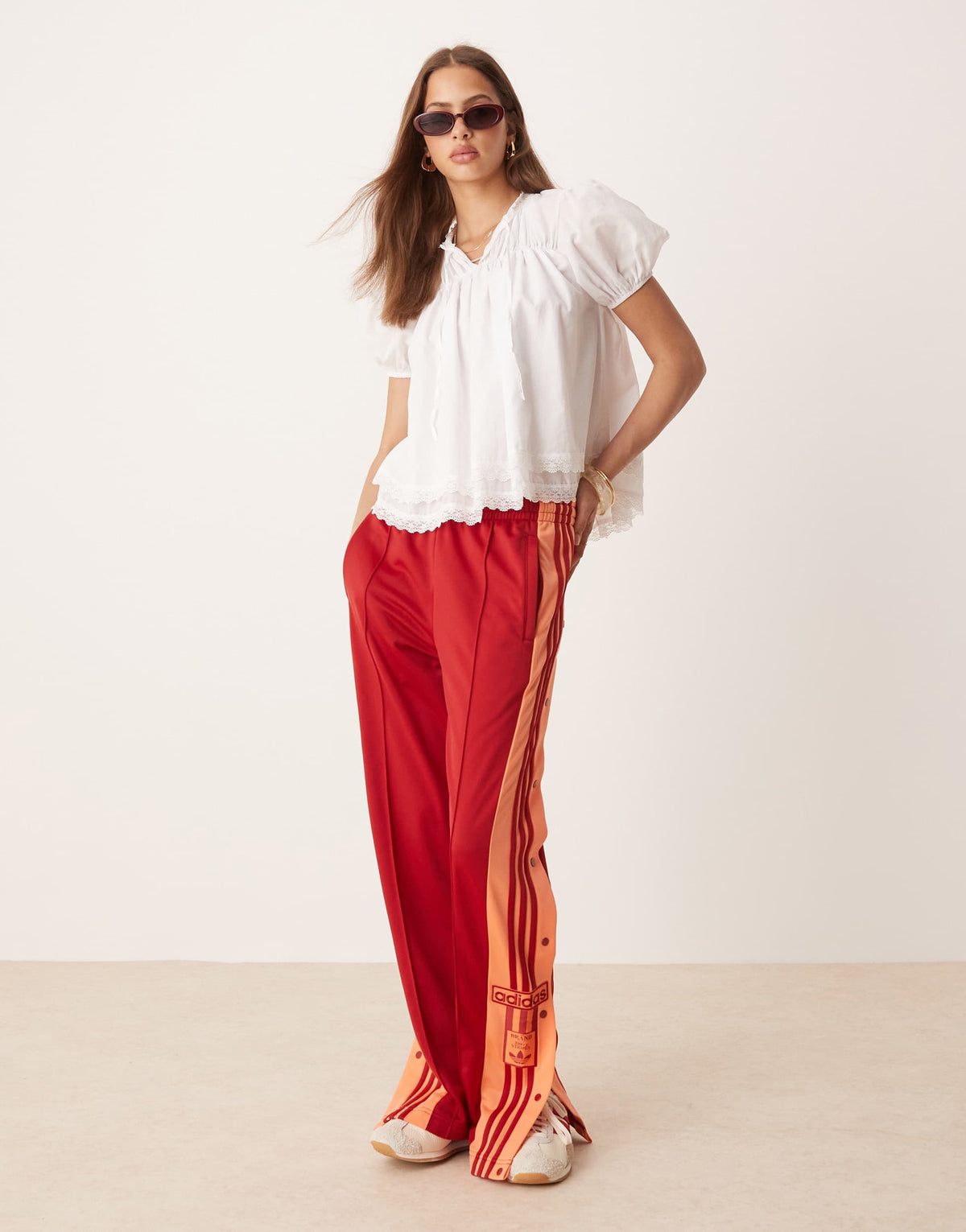 adidas Originals Adibreak track pants in red and orange