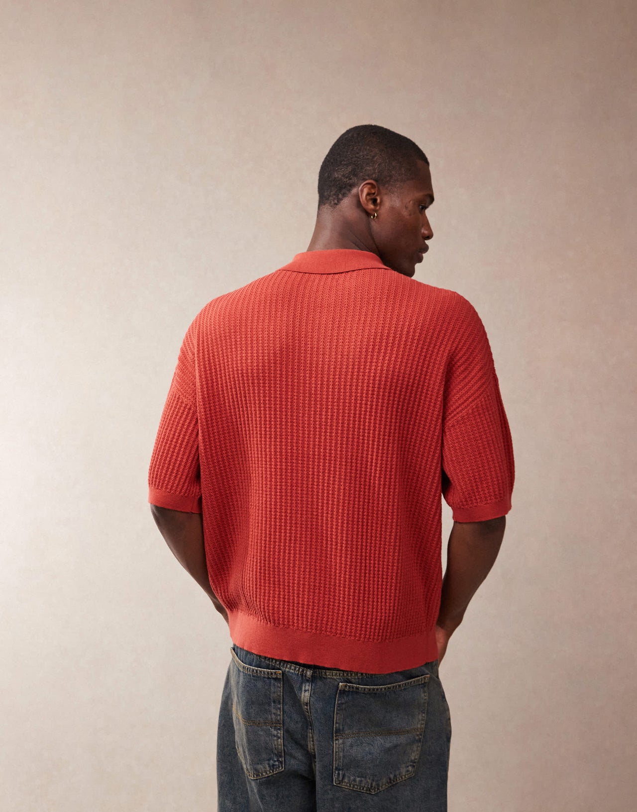 ASOS DESIGN relaxed texture knitted polo in red