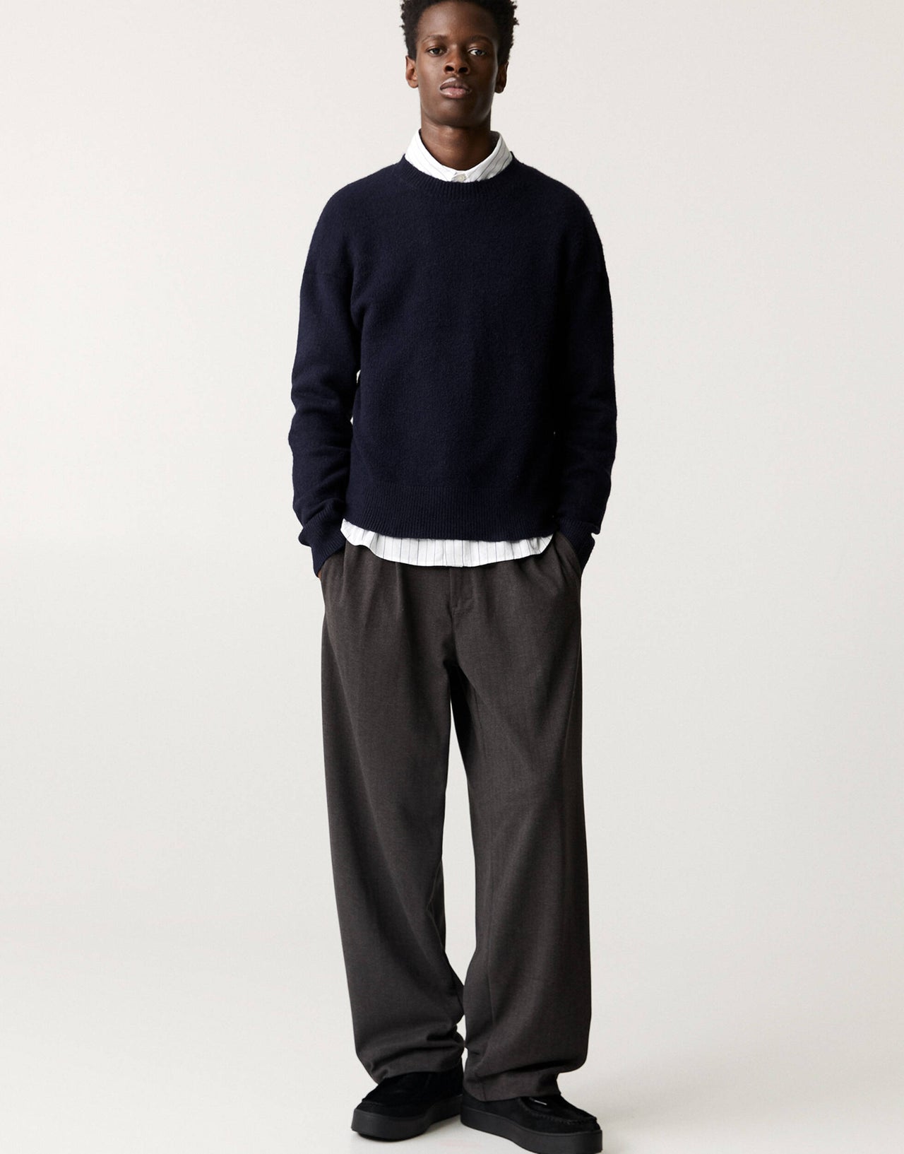 Pull&Bear stripe tailored trouser in grey