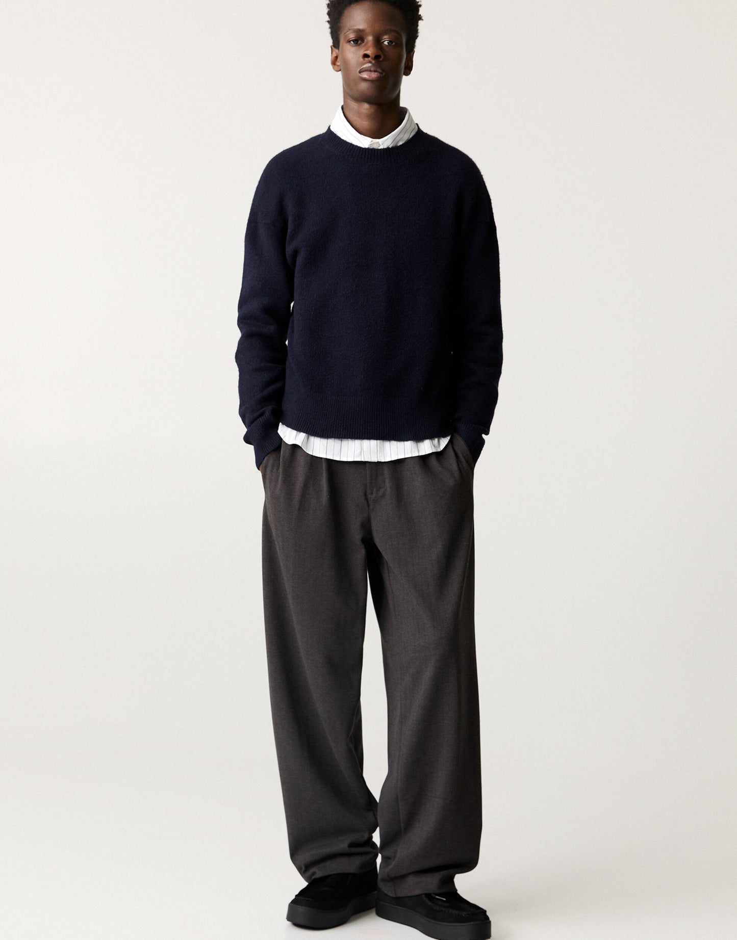 Pull&Bear stripe tailored trouser in grey