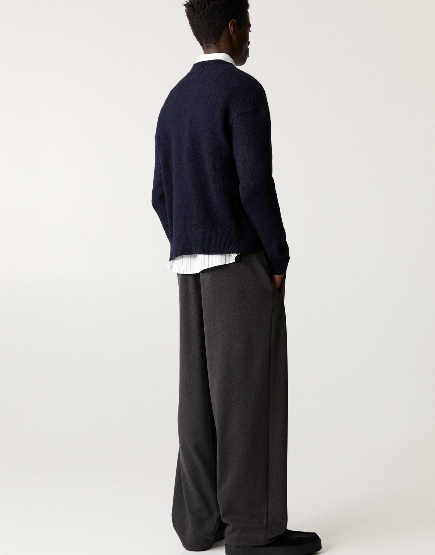 Pull&Bear stripe tailored trouser in grey