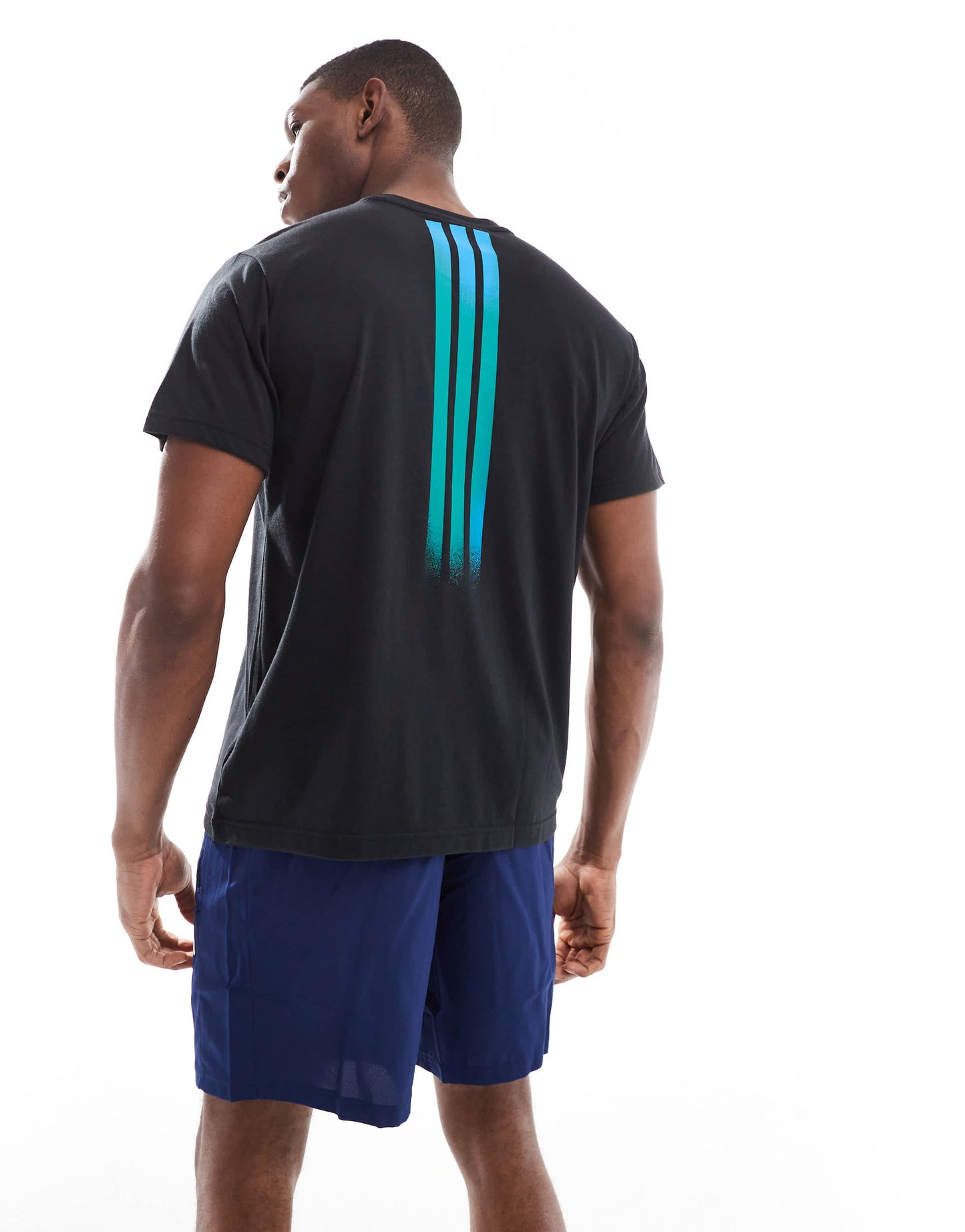adidas Running Follow The Line t-shirt in black and blue