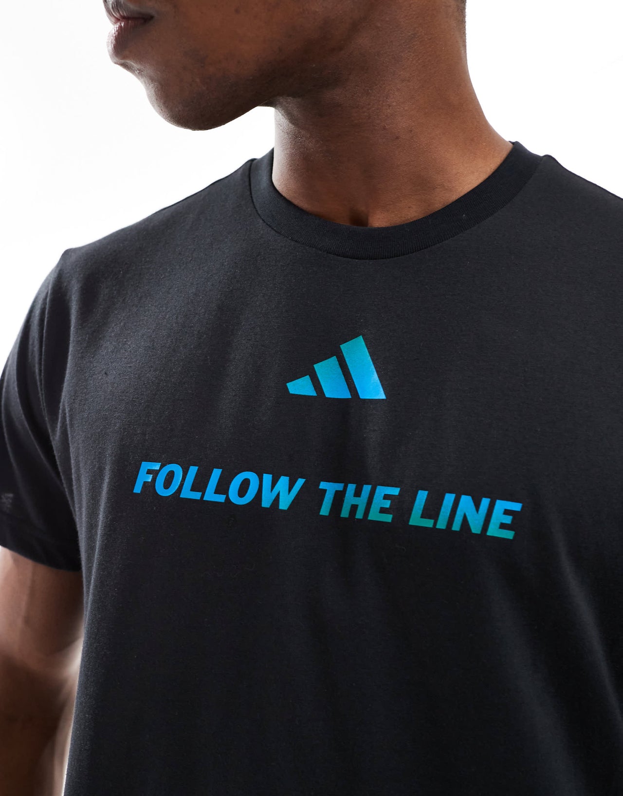 adidas Running Follow The Line t-shirt in black and blue