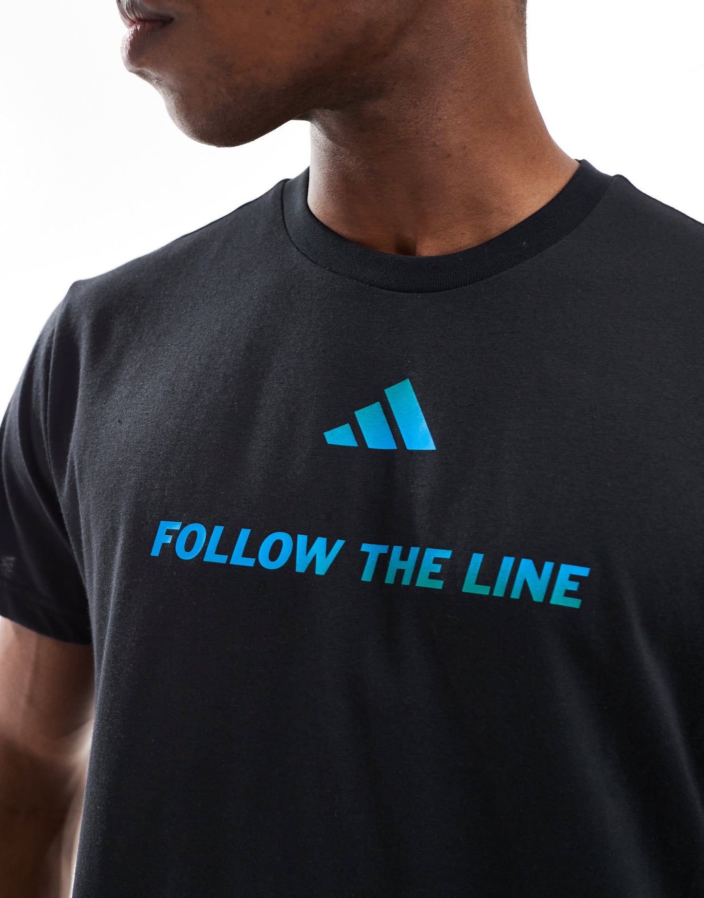 adidas Running Follow The Line t-shirt in black and blue