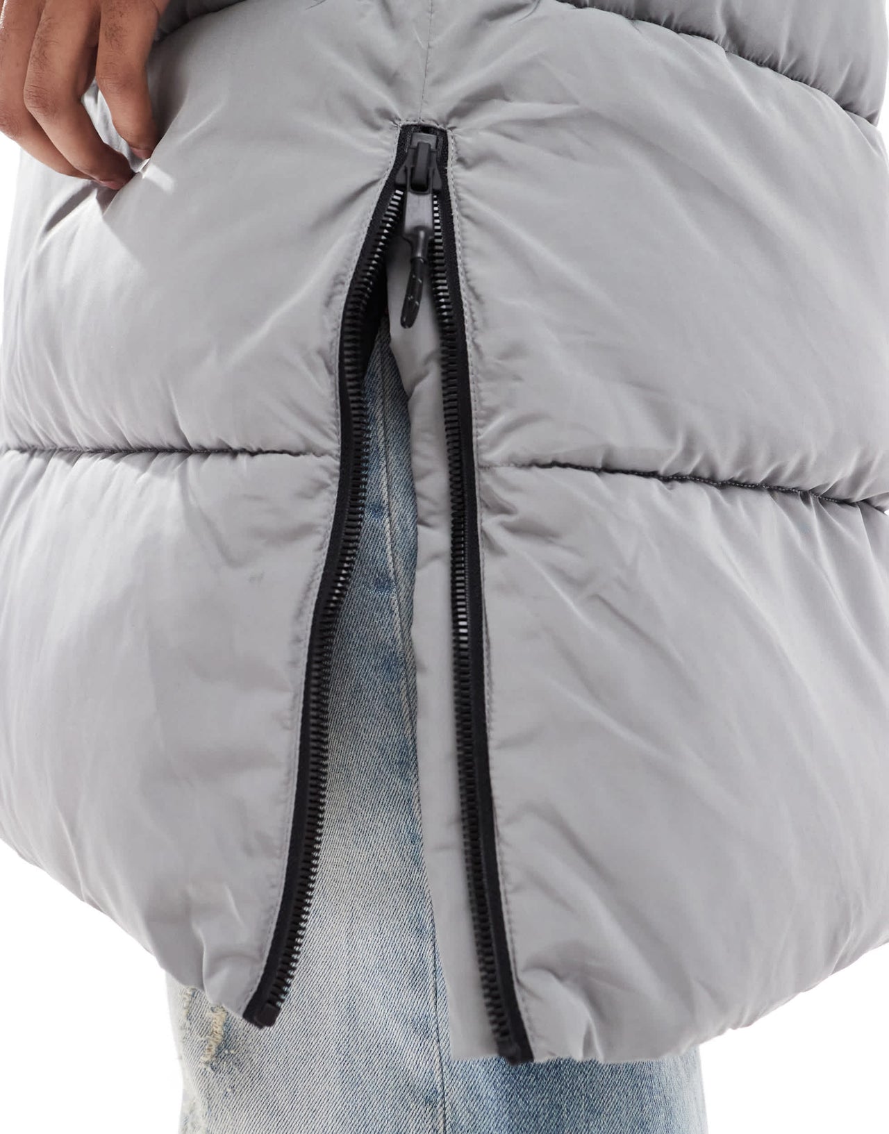 Bershka longline puffer coat in grey