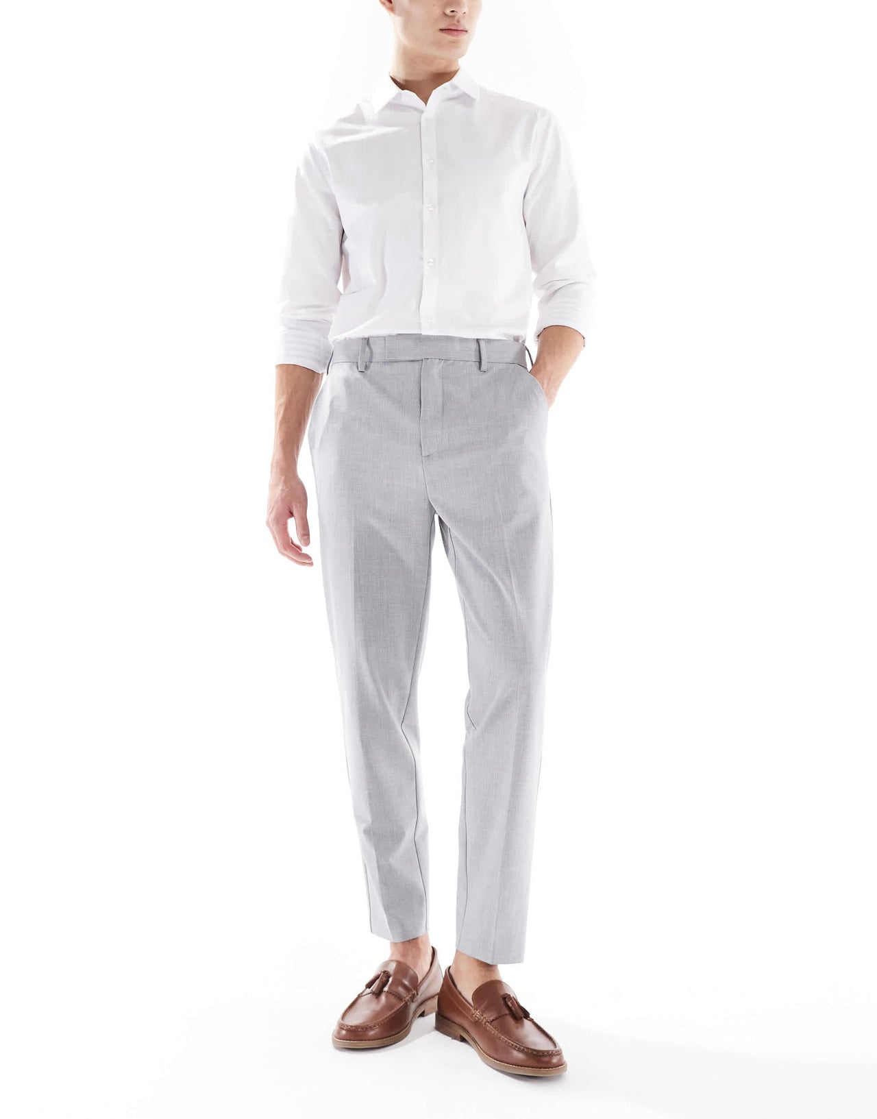 ASOS DESIGN smart tapered trousers in light grey