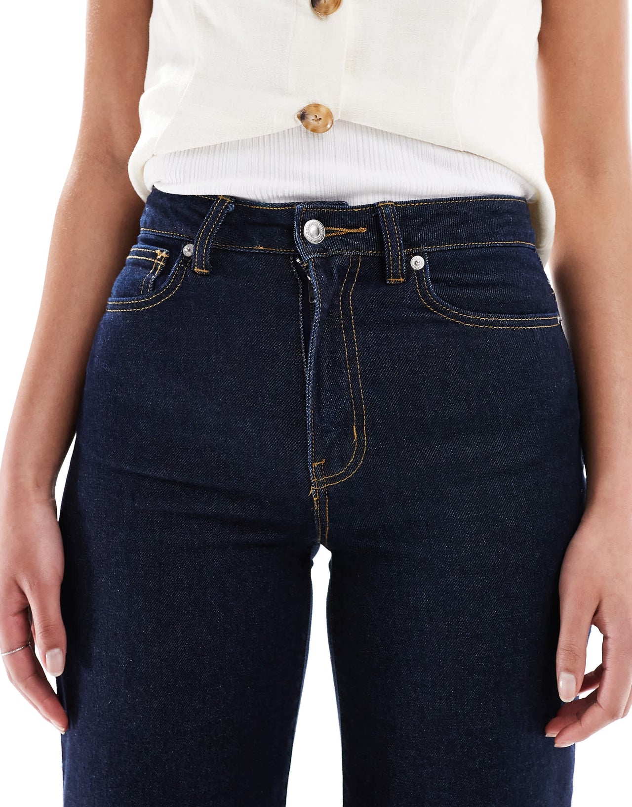 ONLY Tall cropped wide leg turn up hem jeans in indigo