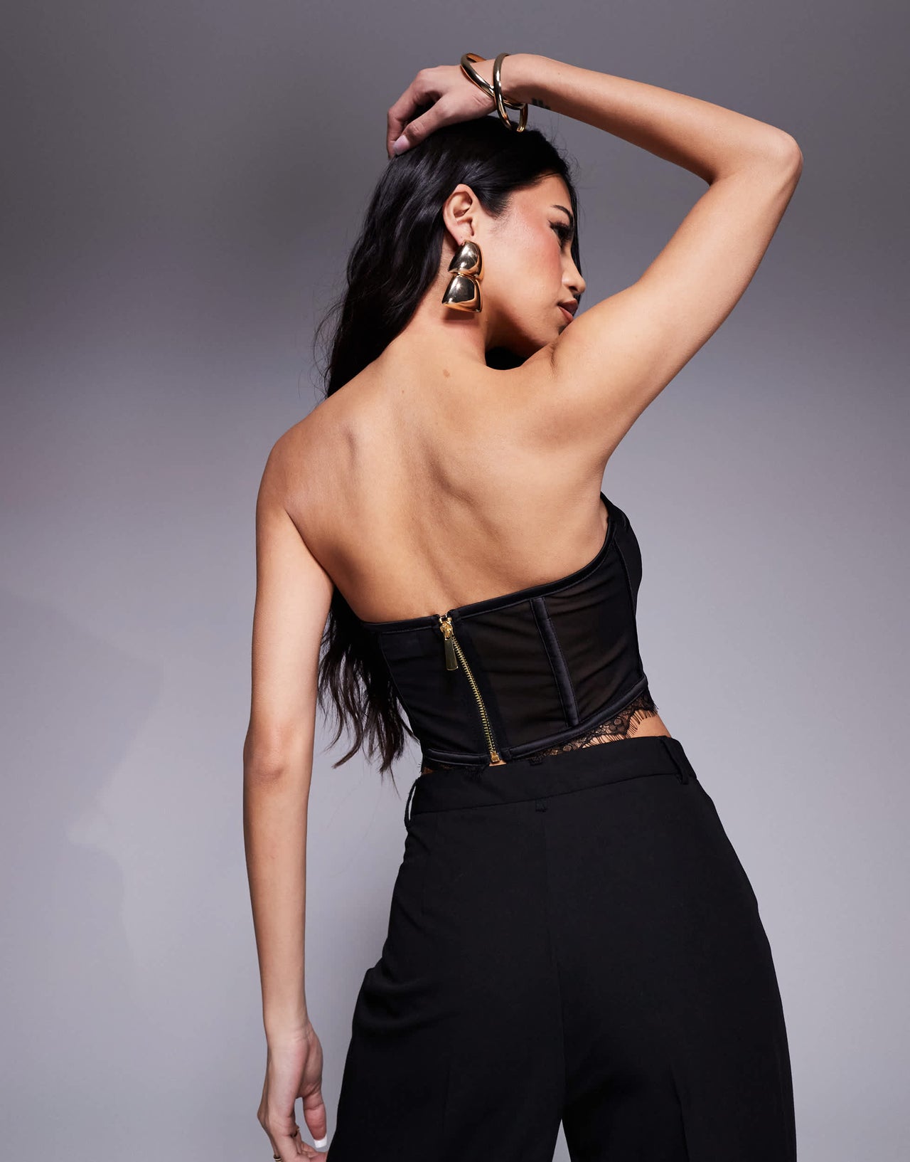 ASOS X THE SOURCED COLLECTION co-ord mesh corset in black