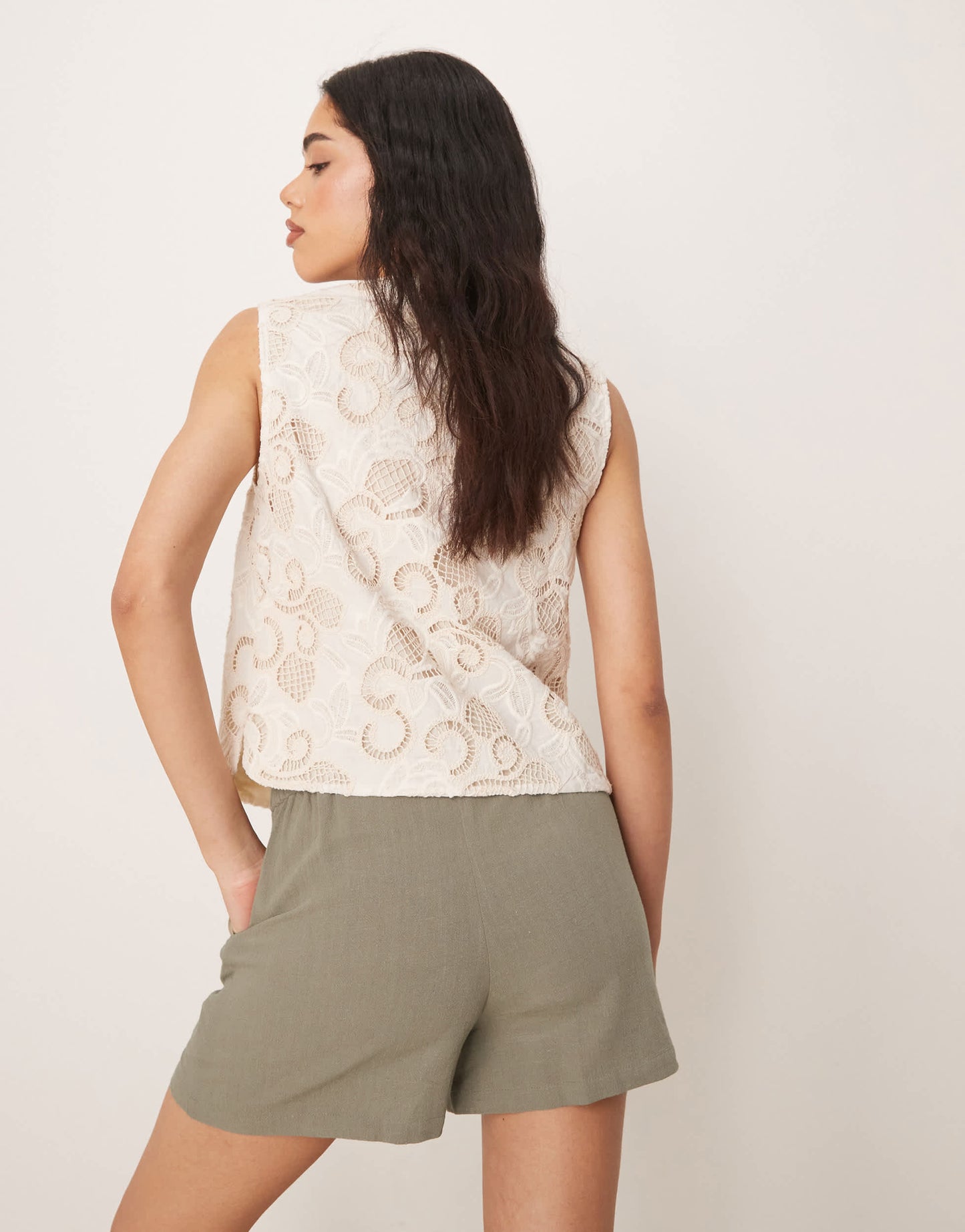 ASOS DESIGN relaxed dad short with linen in khaki