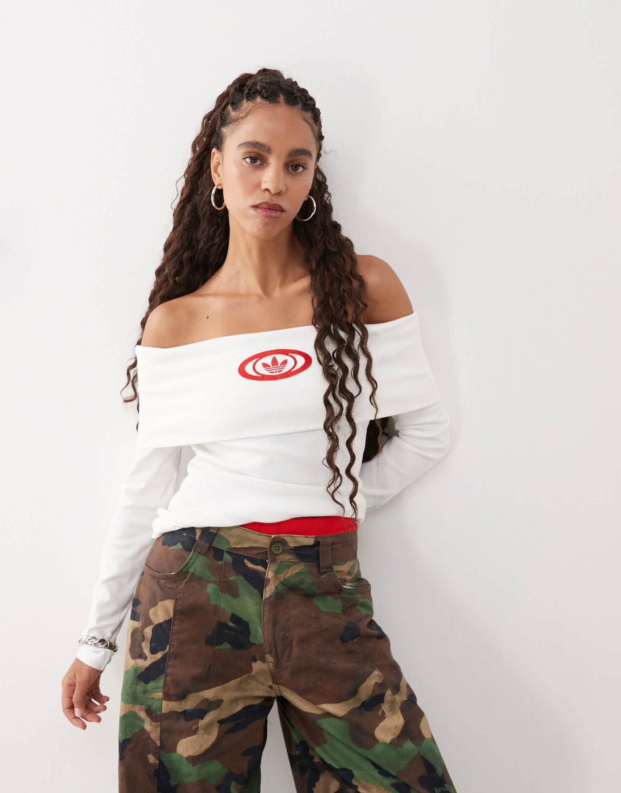 adidas Originals ribbed 00's bandeau top in white