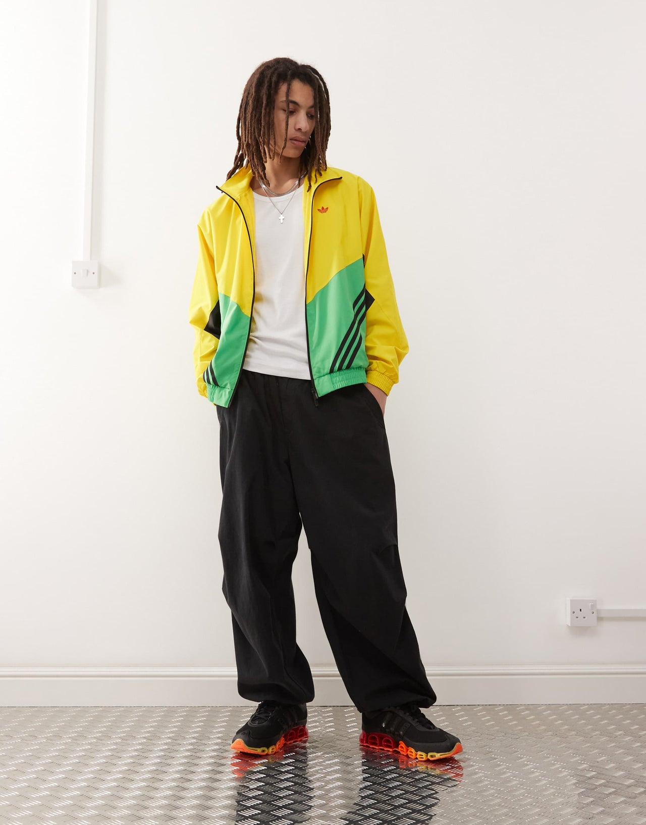 adidas Originals track top in yellow and green