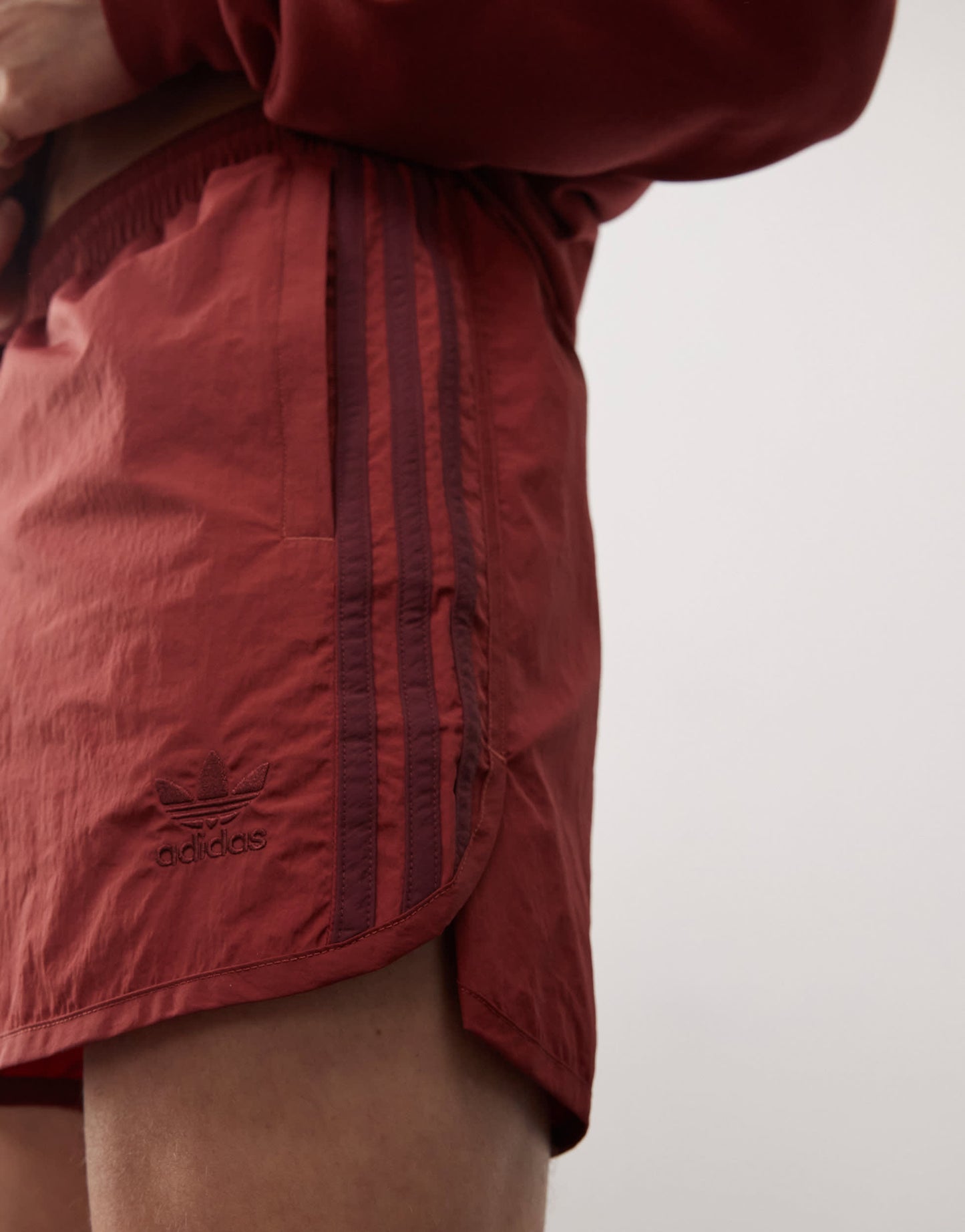 adidas Originals Adicolor sprinter shorts in burgundy
