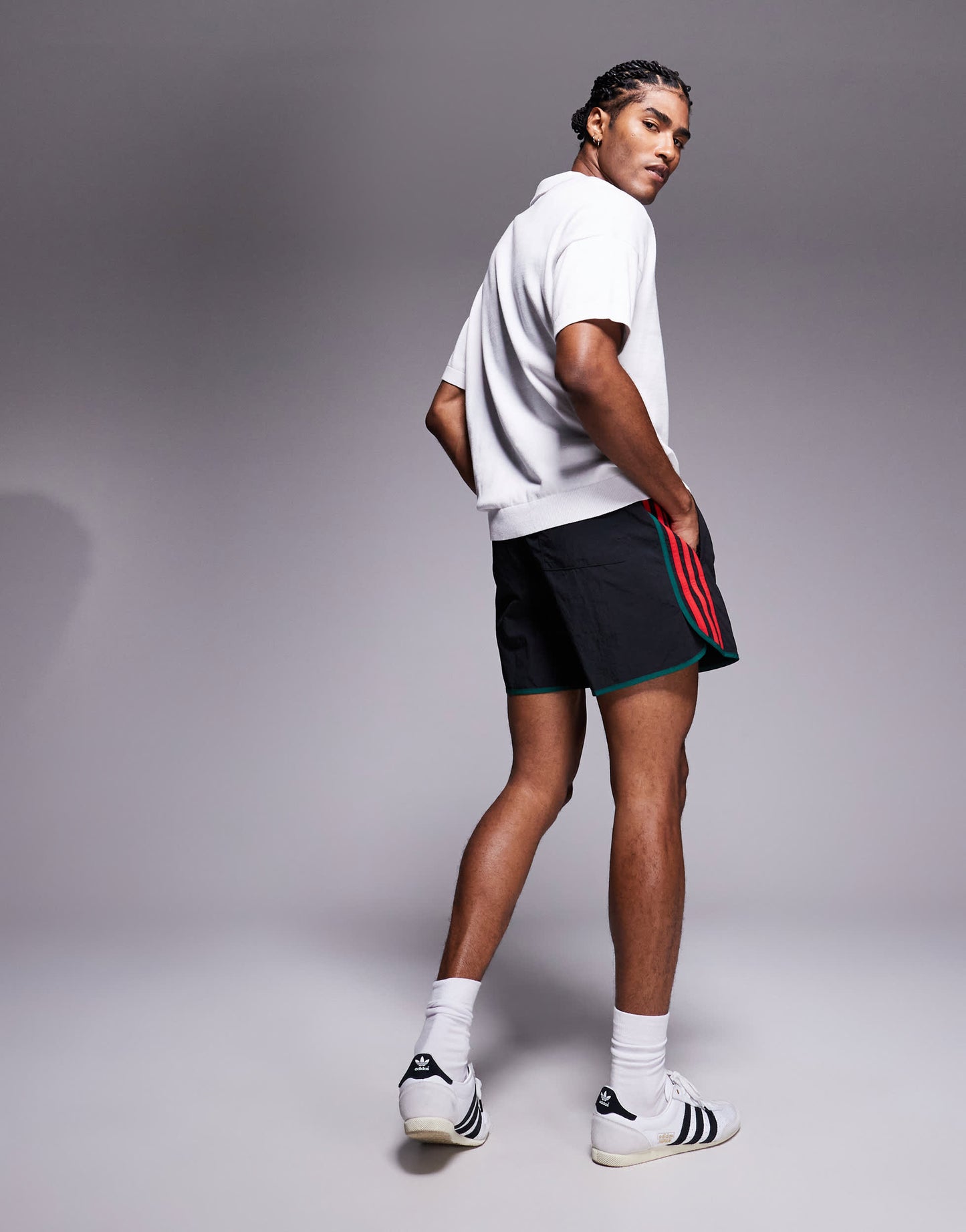 adidas Originals sprinter shorts in black and red