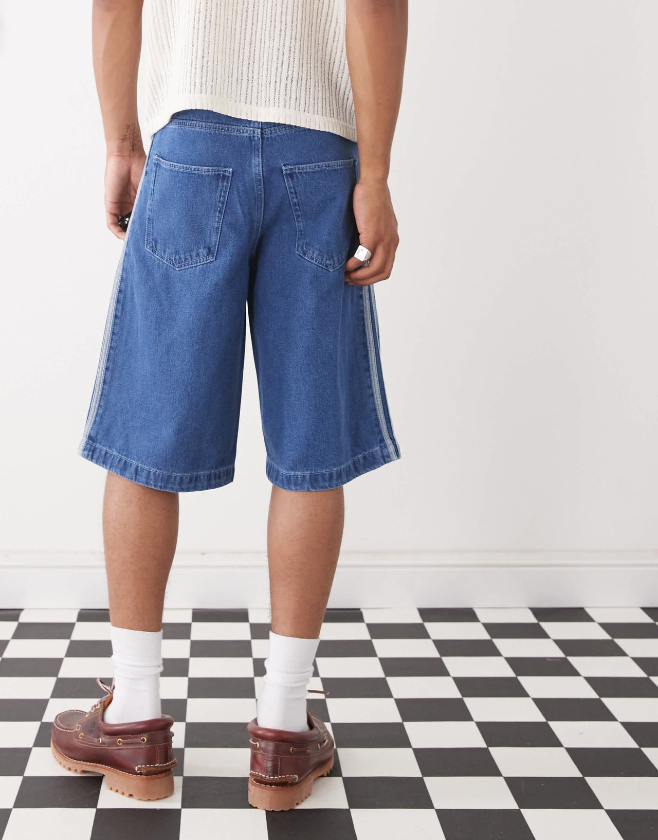 adidas Originals Firebird denim shorts in blue