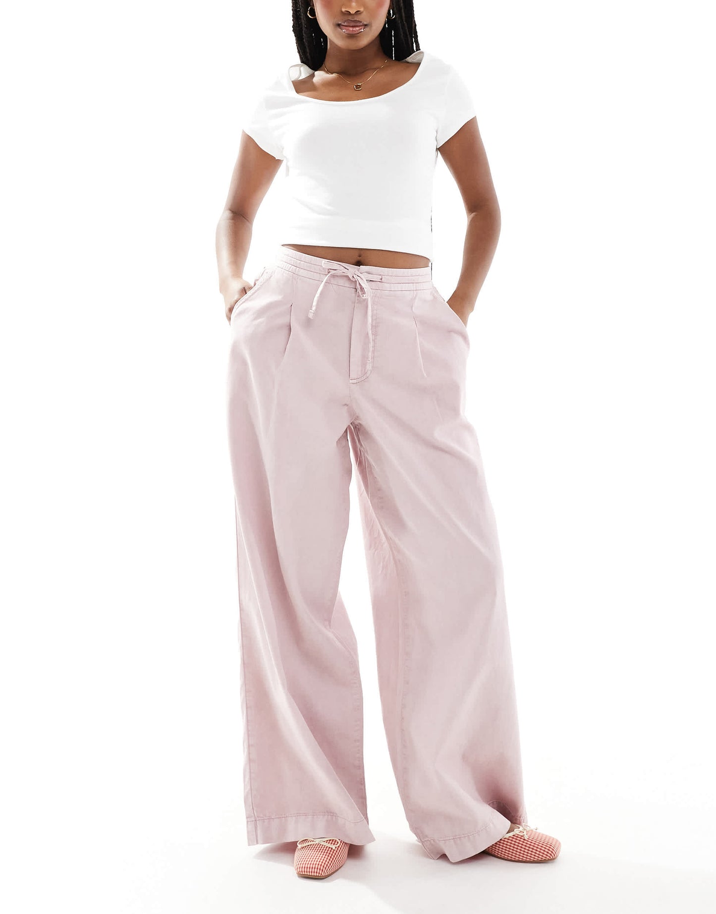 ASOS DESIGN soft wide leg trouser in washed mauve