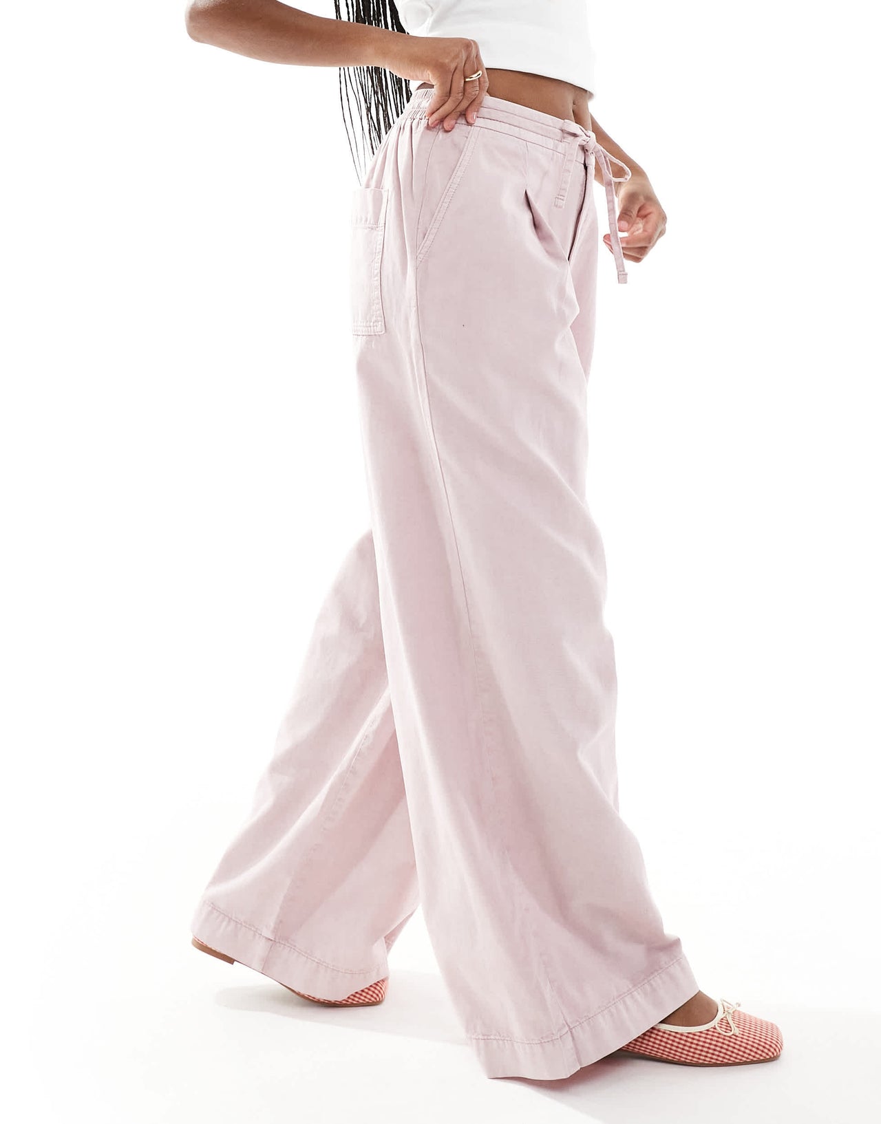 ASOS DESIGN soft wide leg trouser in washed mauve