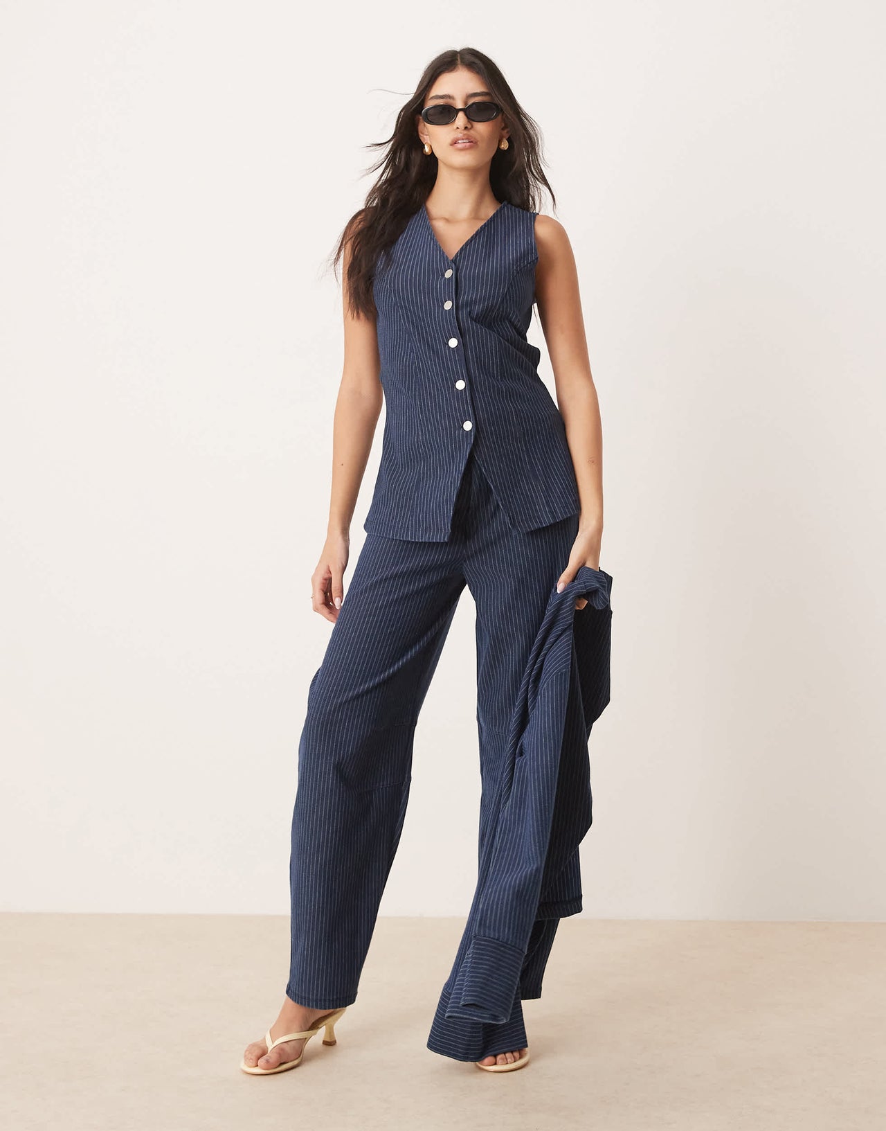 ASOS DESIGN denim look button down jersey waistcoat