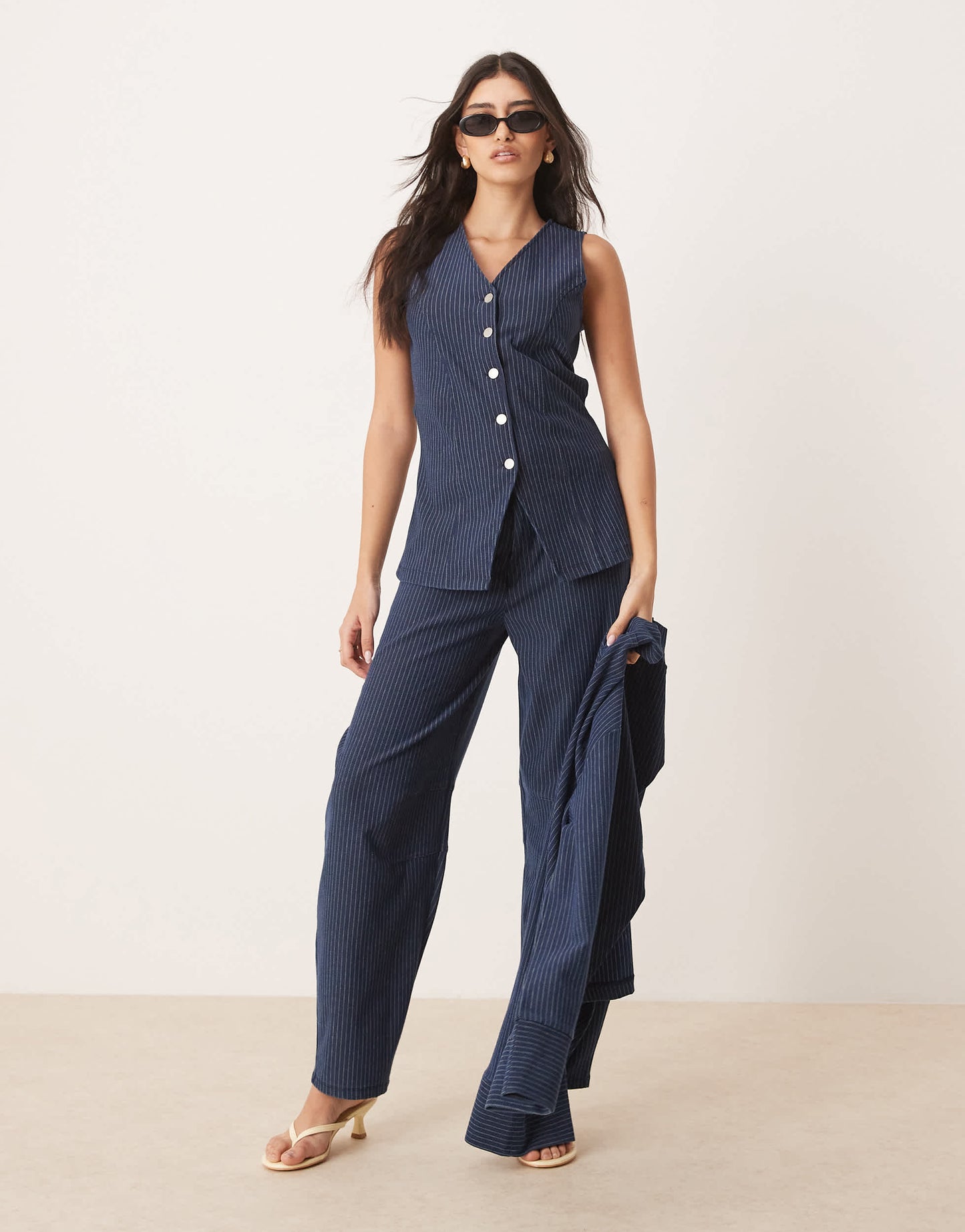 ASOS DESIGN denim look button down jersey waistcoat