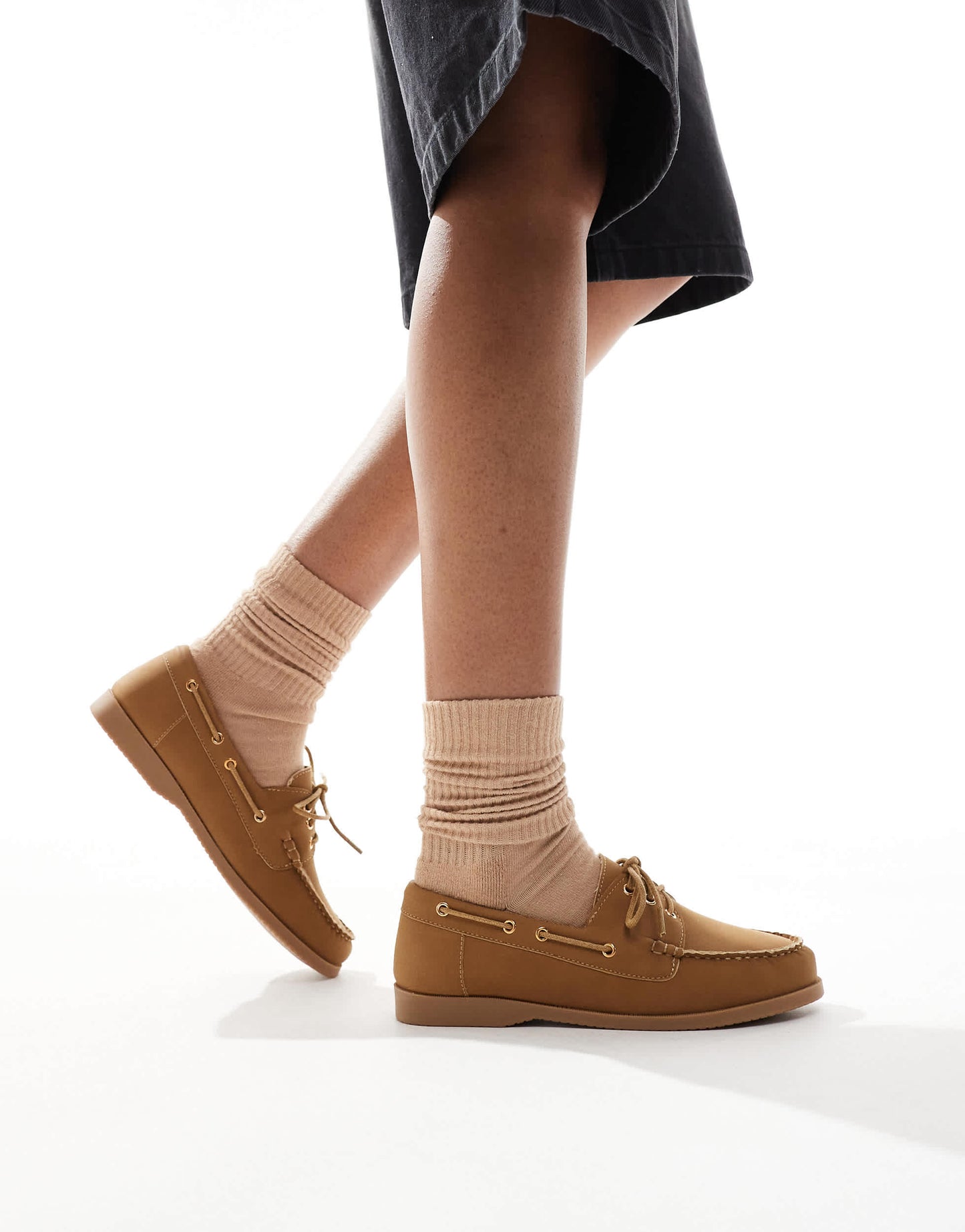 London Rebel lace up boat shoes in brown