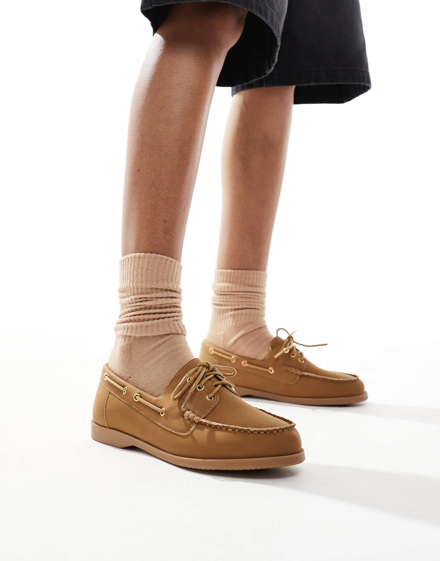 London Rebel lace up boat shoes in brown