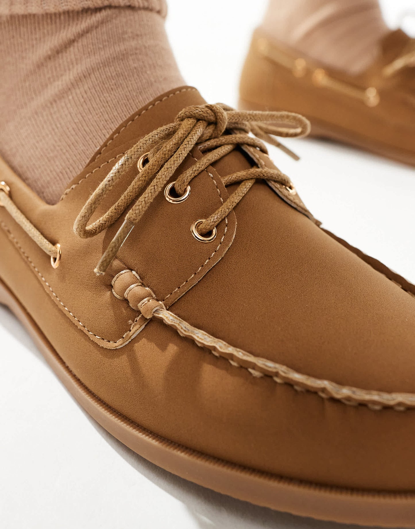 London Rebel lace up boat shoes in brown