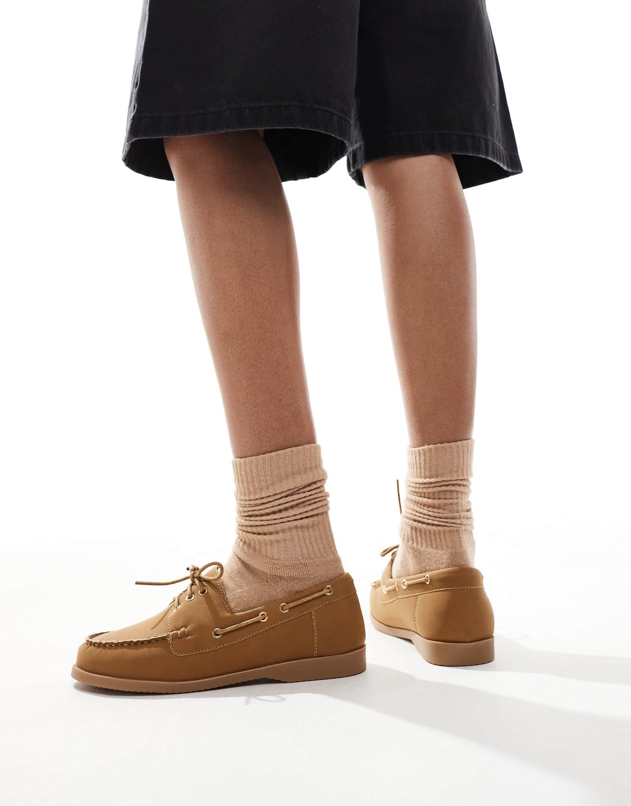 London Rebel lace up boat shoes in brown