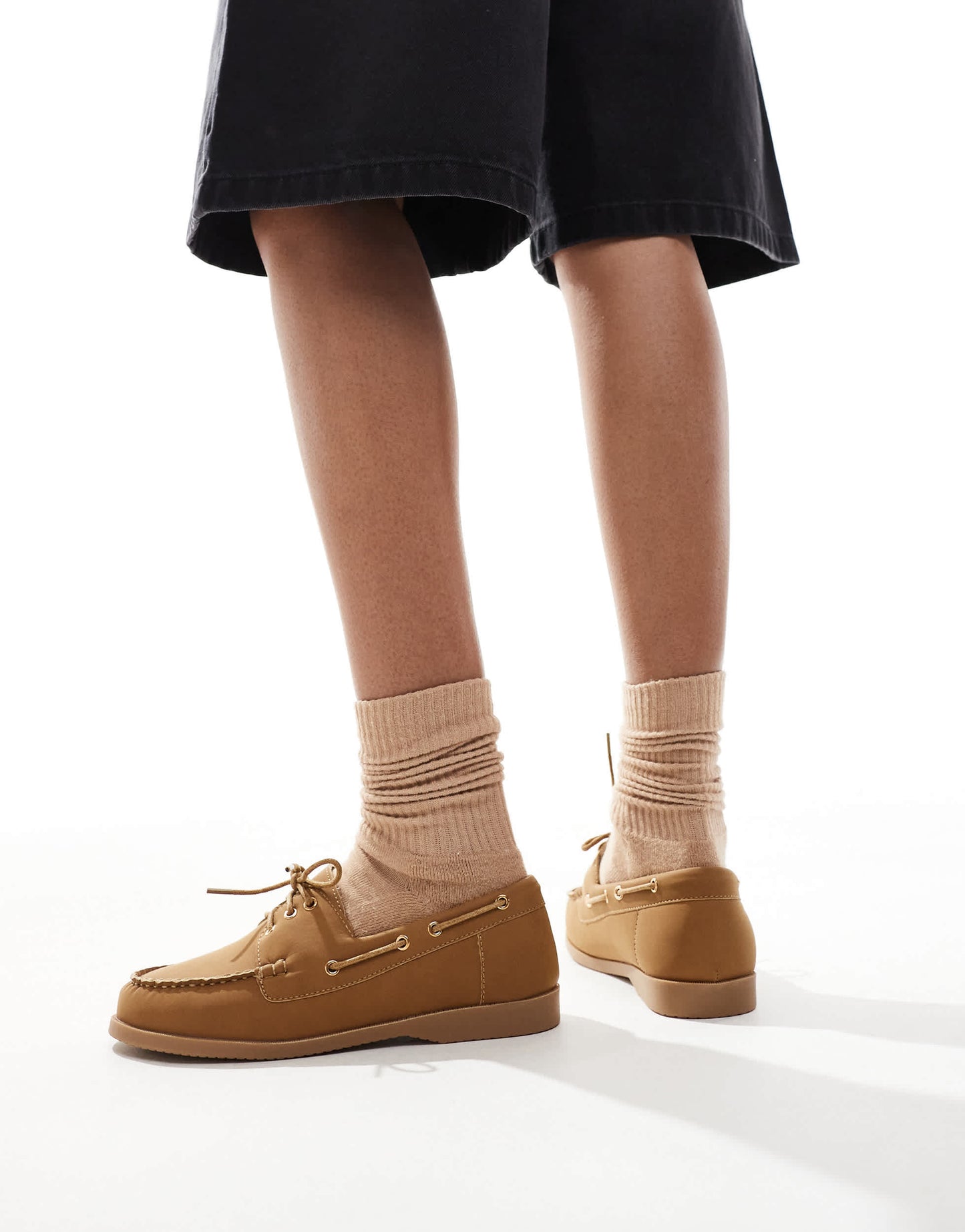 London Rebel lace up boat shoes in brown