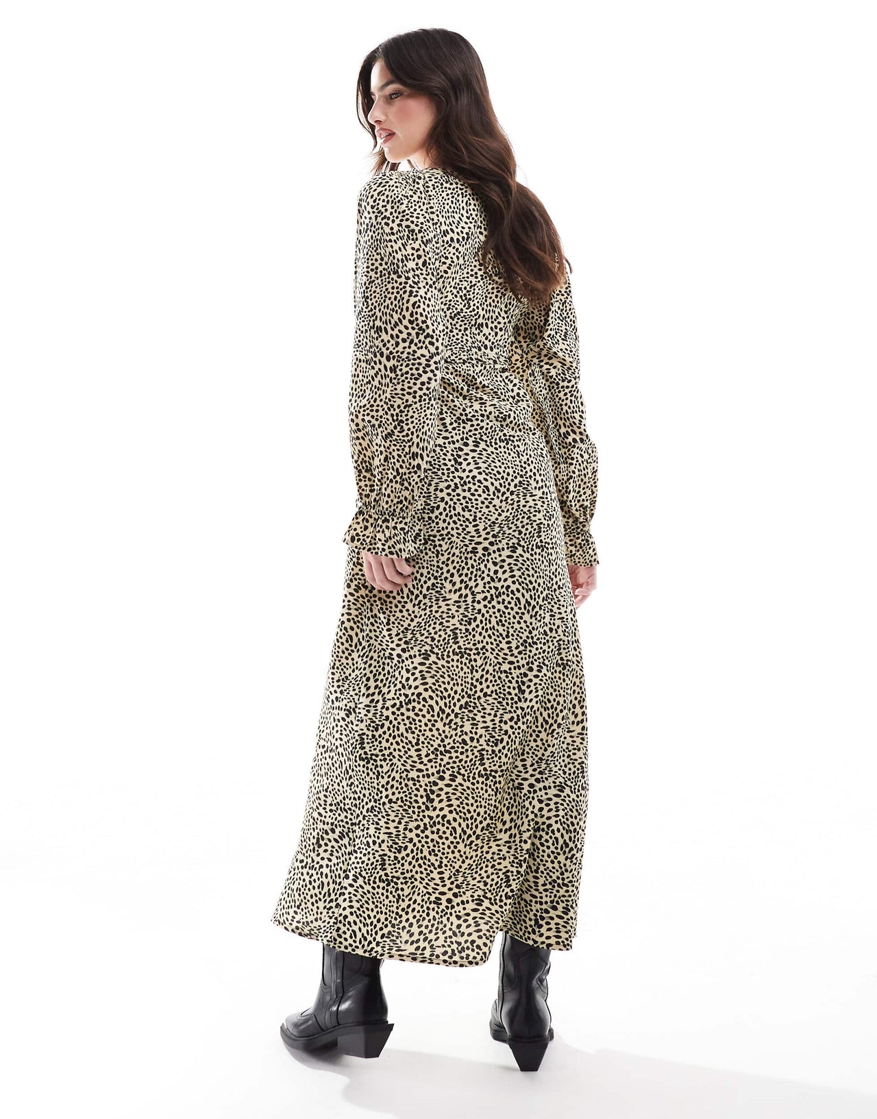 Wednesday's Girl leopard print satin midaxi dress in gold