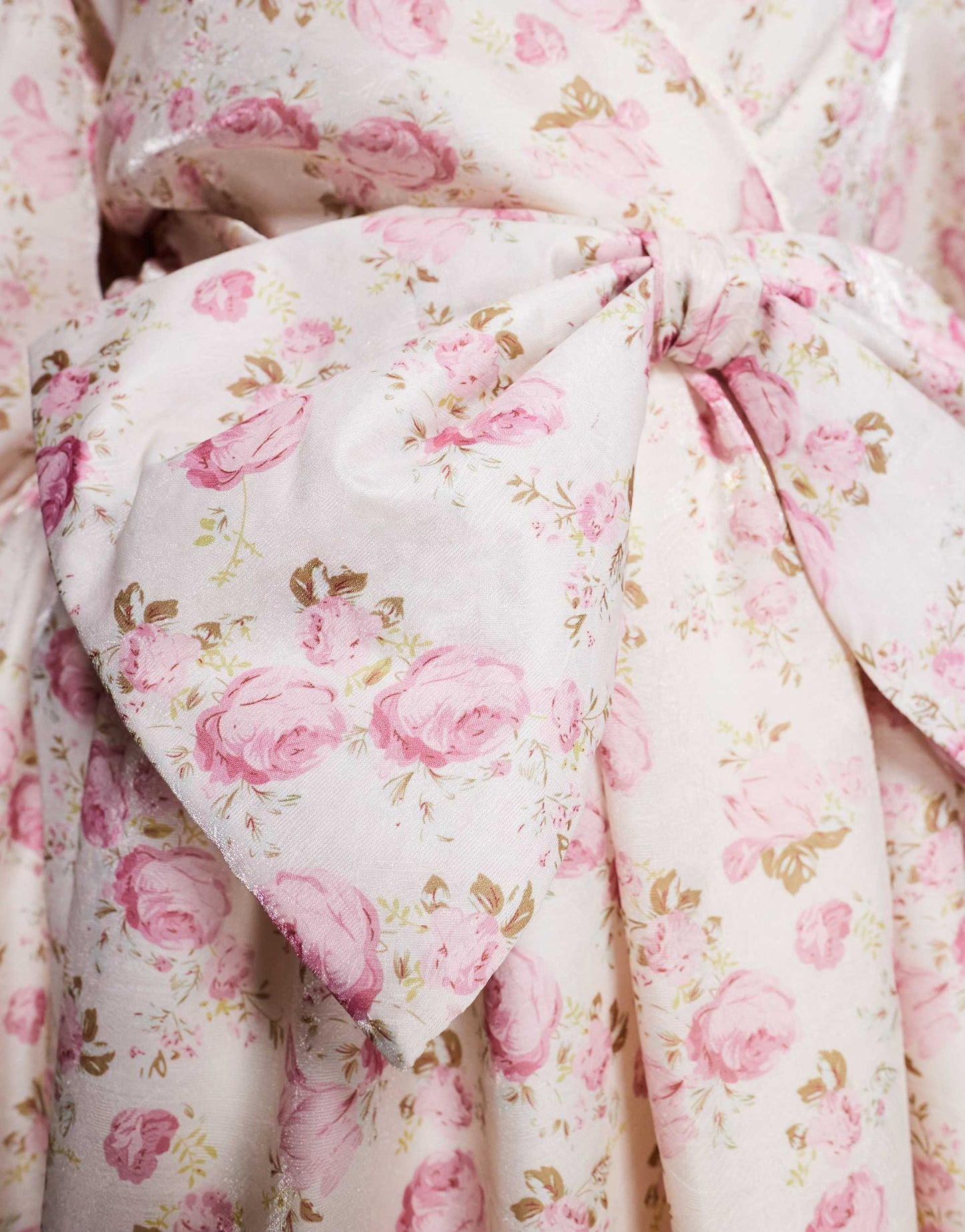 ASOS LUXE Curve jacquard puff sleeve mini dress with bow tie in floral print