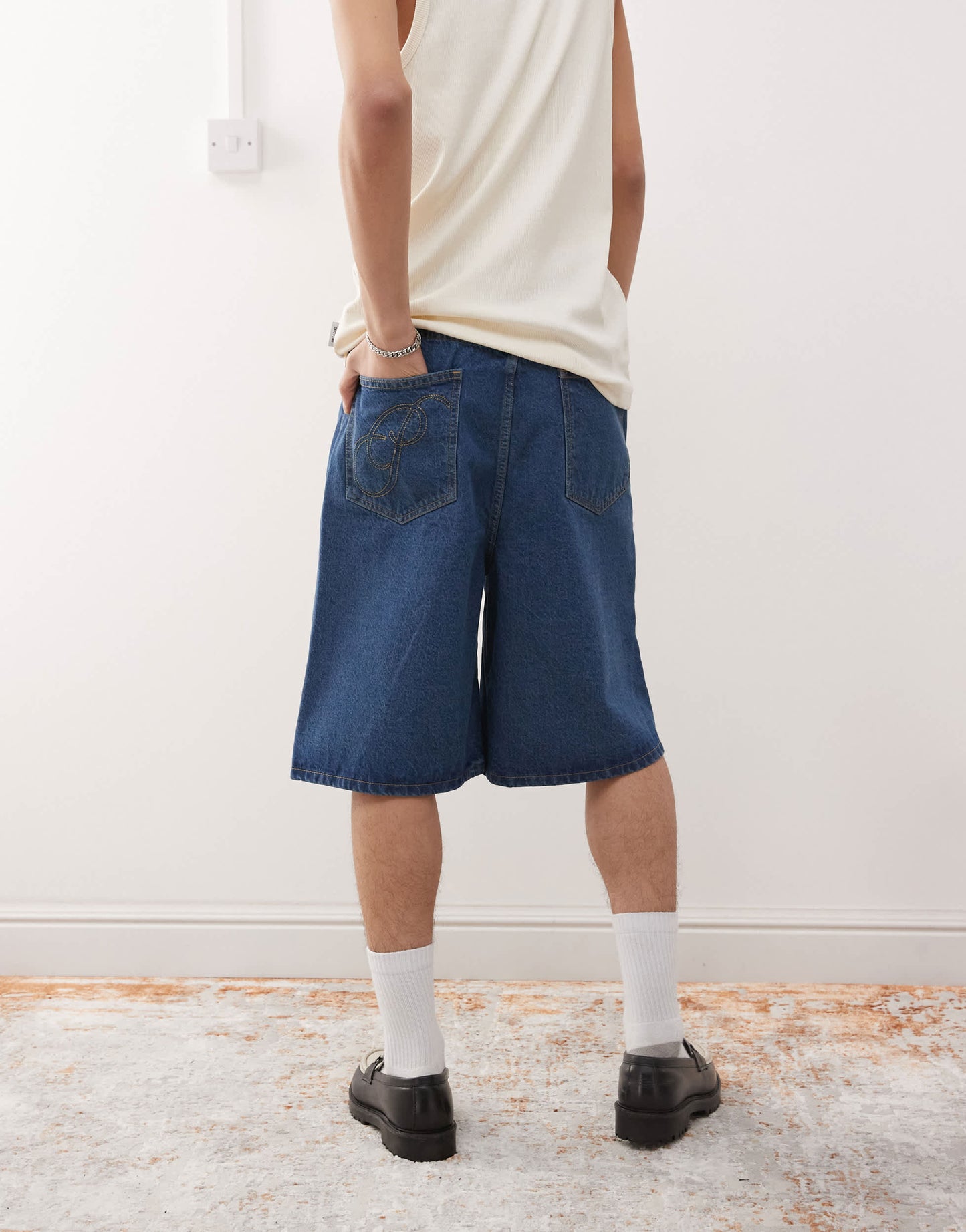 Prohibited soho jorts in dirty blue