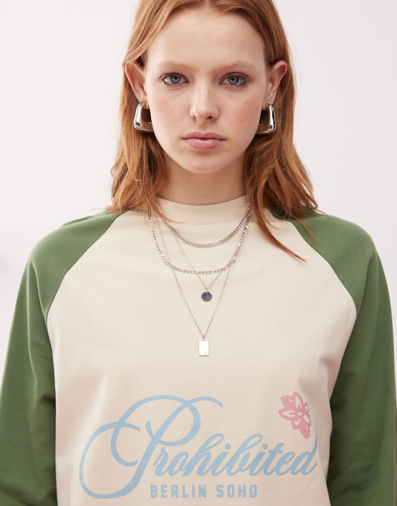 Prohibited rosi raglan vintage long sleeve t-shirt in green