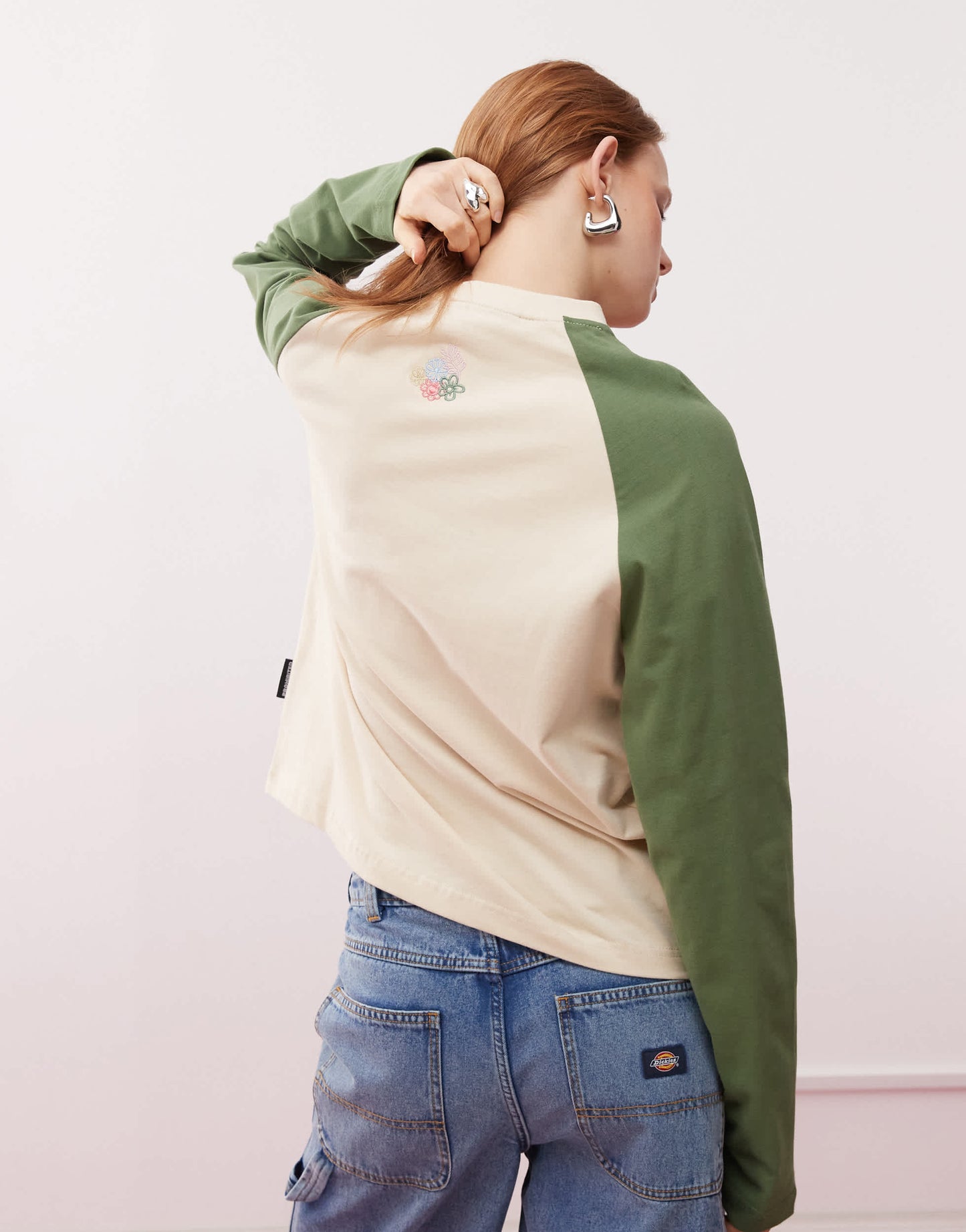 Prohibited rosi raglan vintage long sleeve t-shirt in green