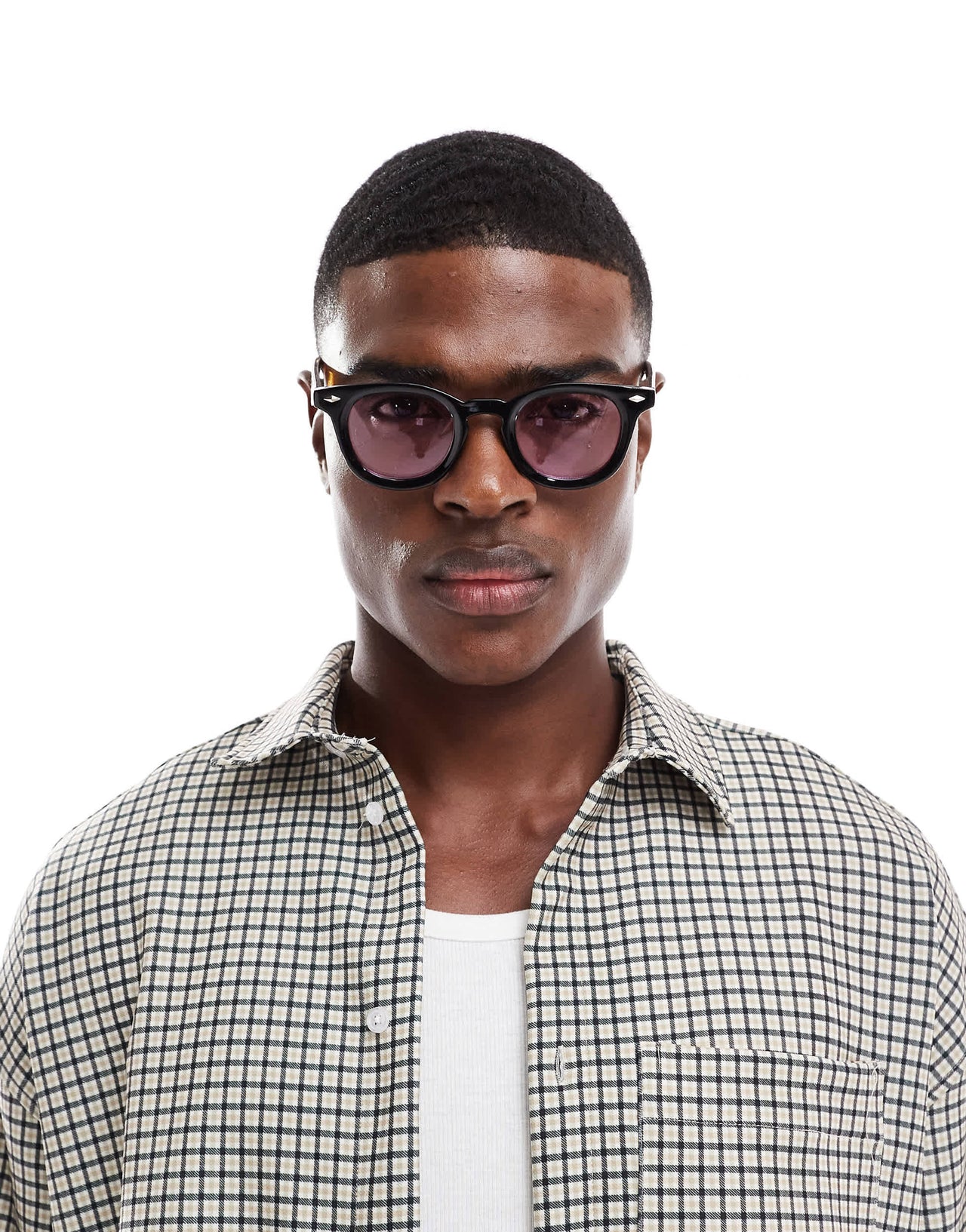 ASOS DESIGN round sunglasses in tortoise shell with pink lens