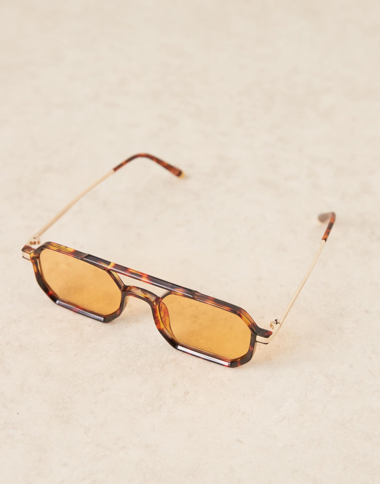 ASOS DESIGN square sunglasses with amber lens and brown tortoise shell frame