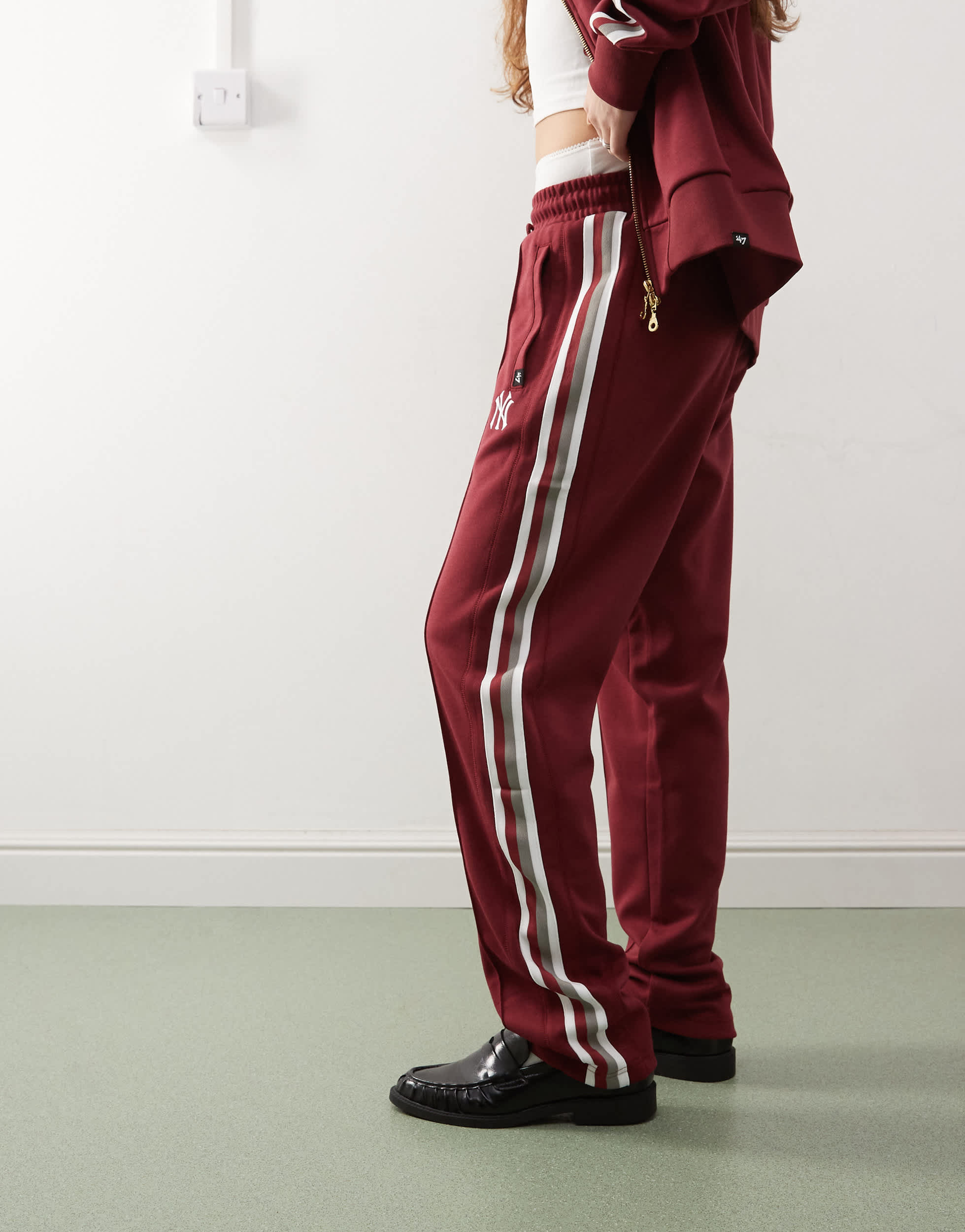 47 Brand NY Yankees track jogger co-ord in burgundy