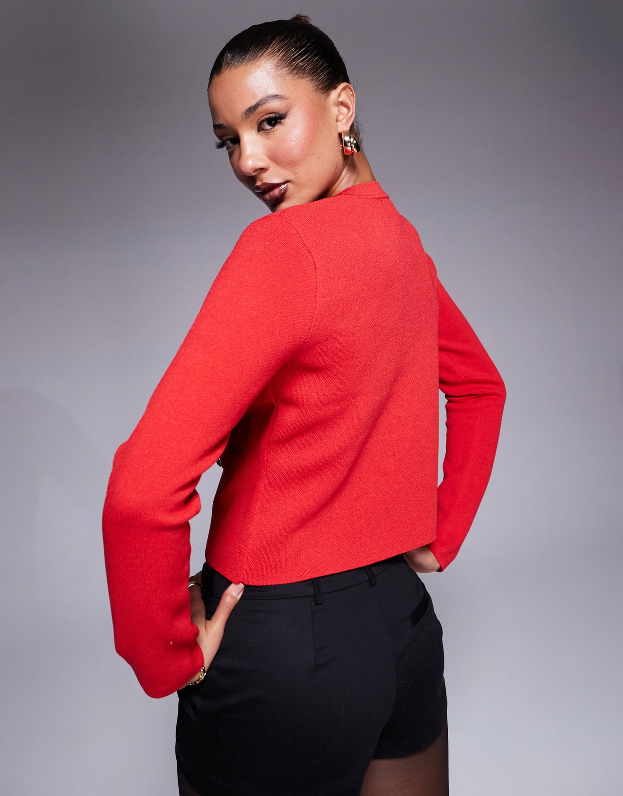 River Island crew neck cardigan in red