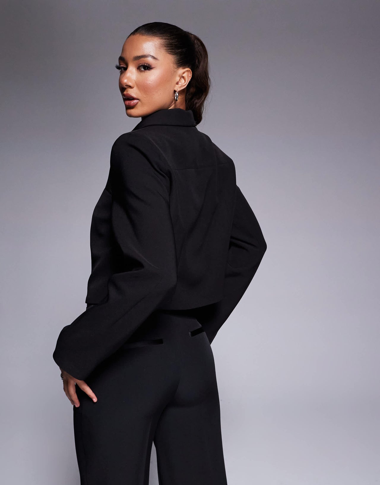 River Island zip up collar jacket in black
